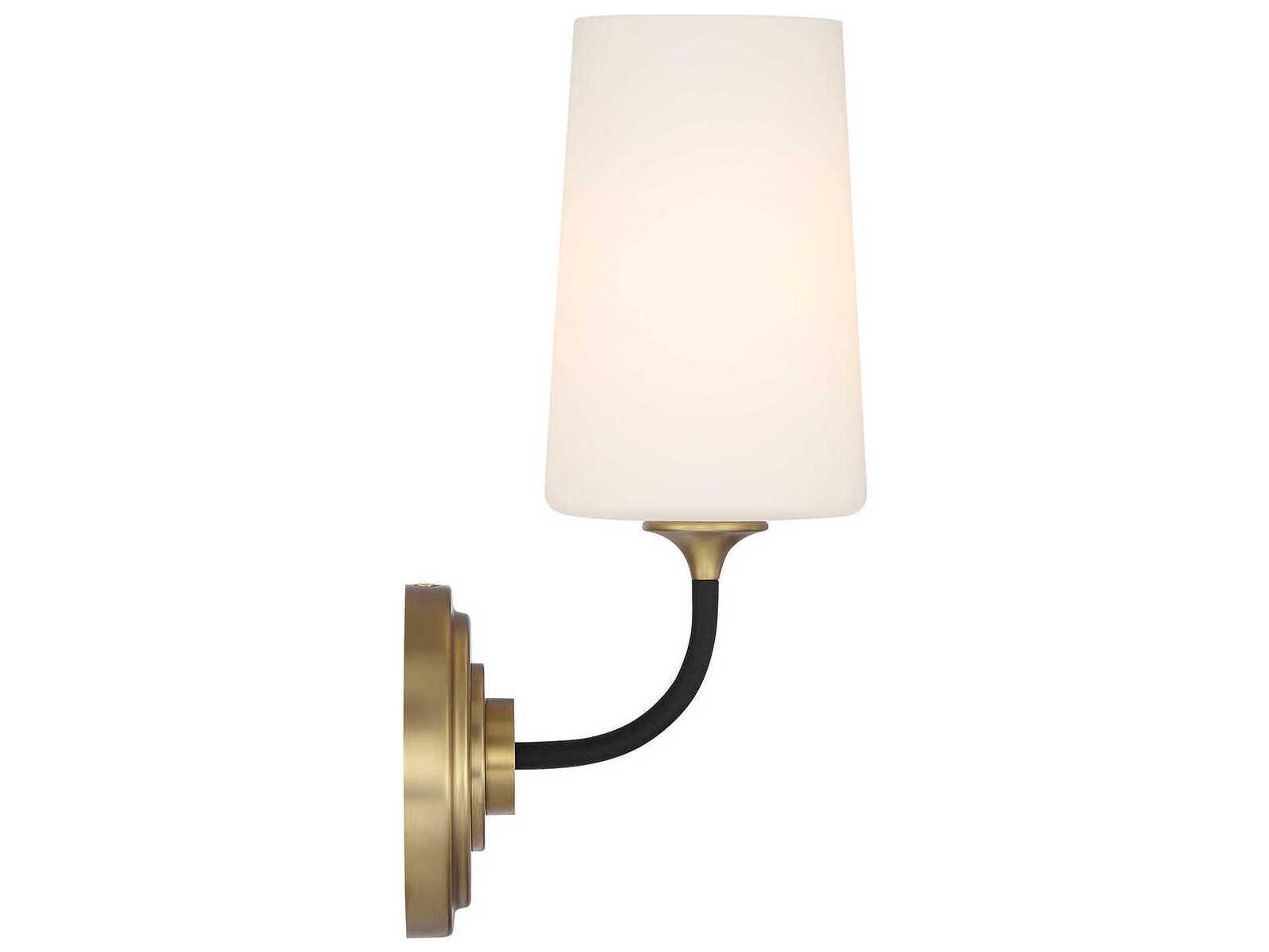 Crystorama Niles 1-Light Black Forged Modern Gold Wall Sconce