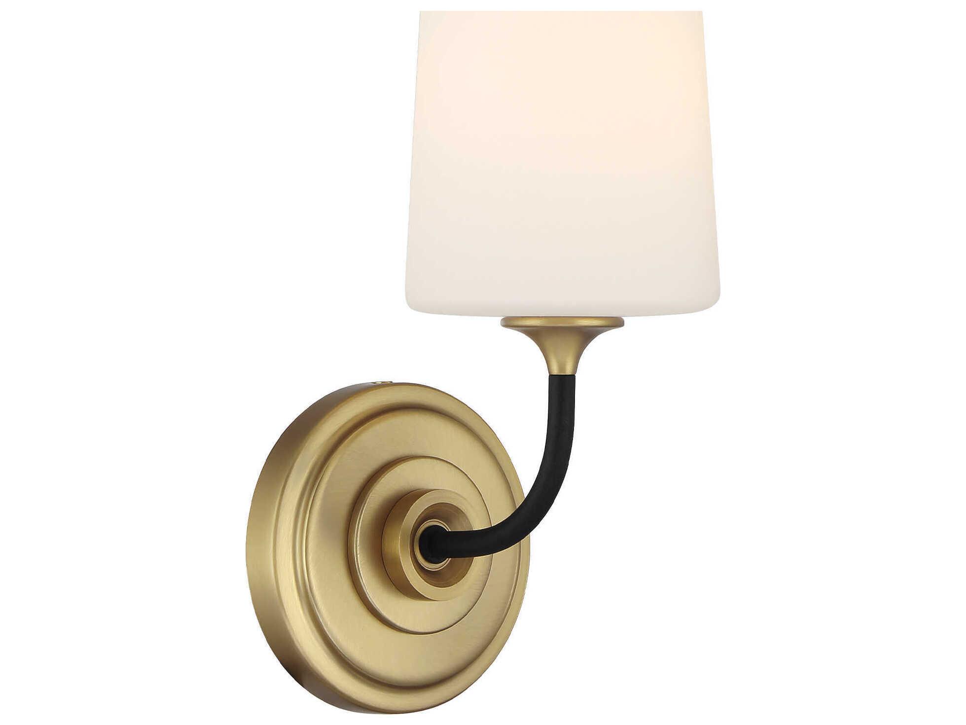 Crystorama Niles 1-Light Black Forged Modern Gold Wall Sconce