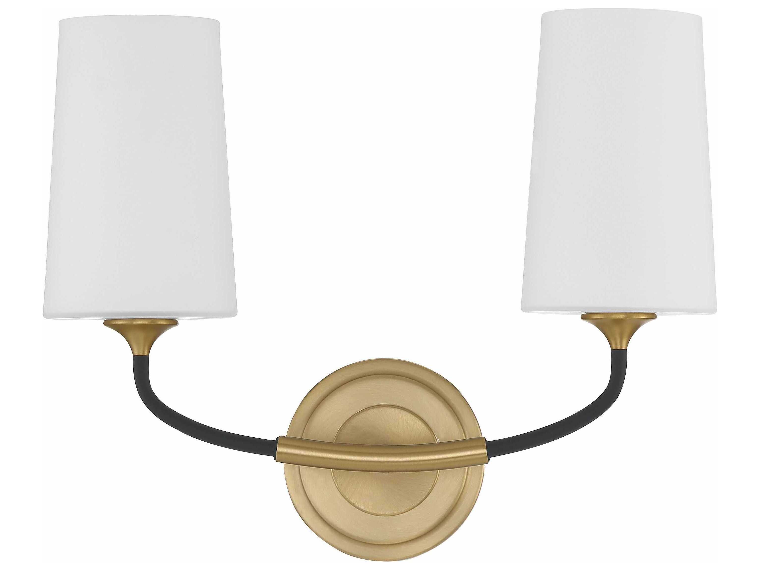 Crystorama Niles 2-Light Black Forged Modern Gold Glass Vanity Light