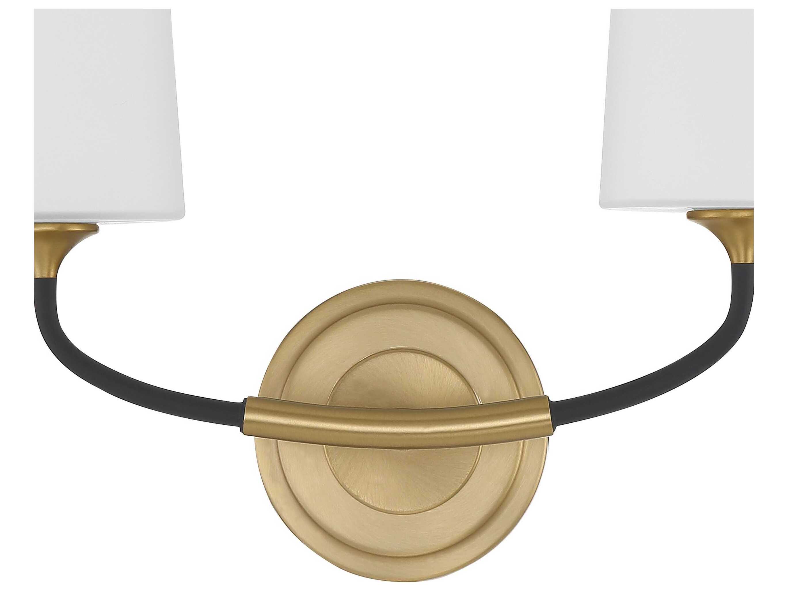 Crystorama Niles 2-Light Black Forged Modern Gold Glass Vanity Light