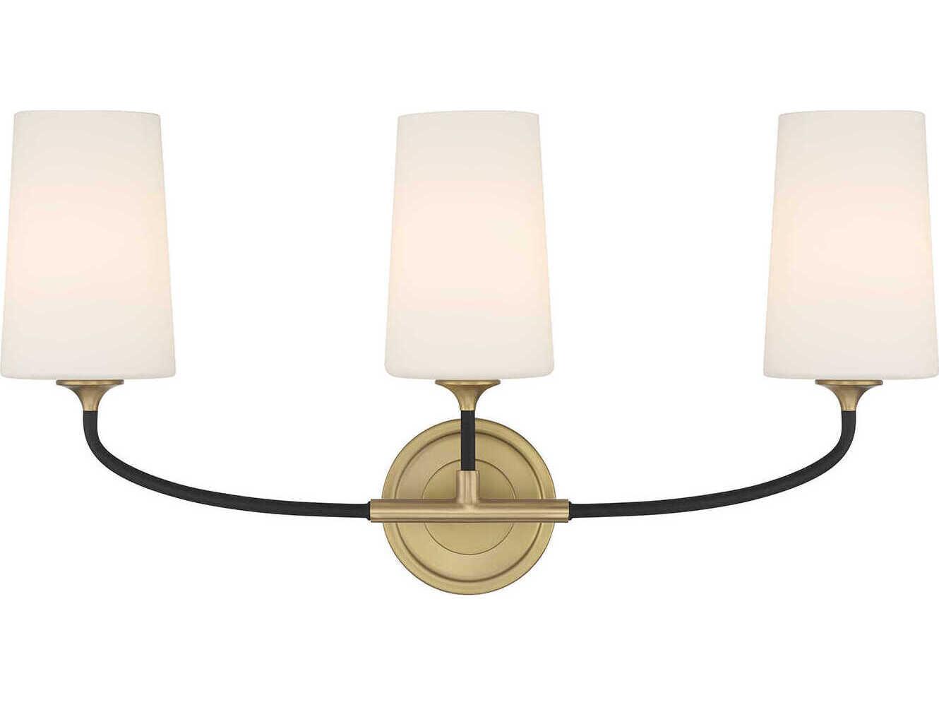 Crystorama Niles 3-Light Black Forged Modern Gold Vanity Light
