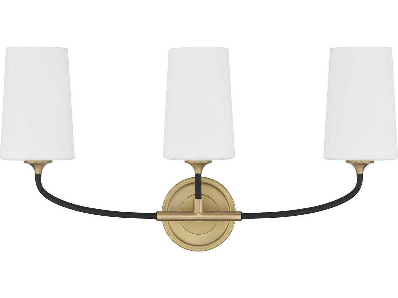 Crystorama Niles 3-Light Black Forged Modern Gold Vanity Light