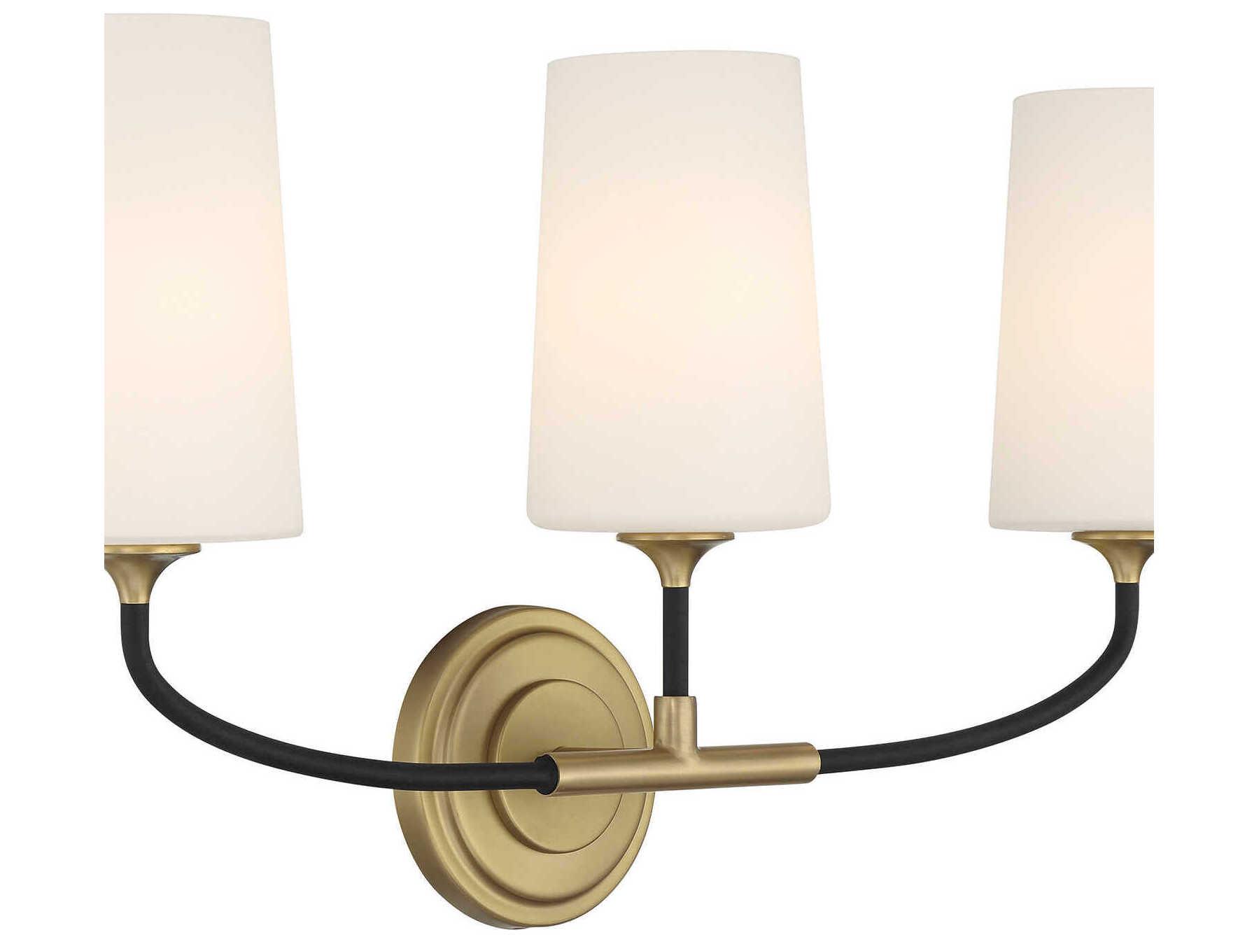 Crystorama Niles 3-Light Black Forged Modern Gold Vanity Light