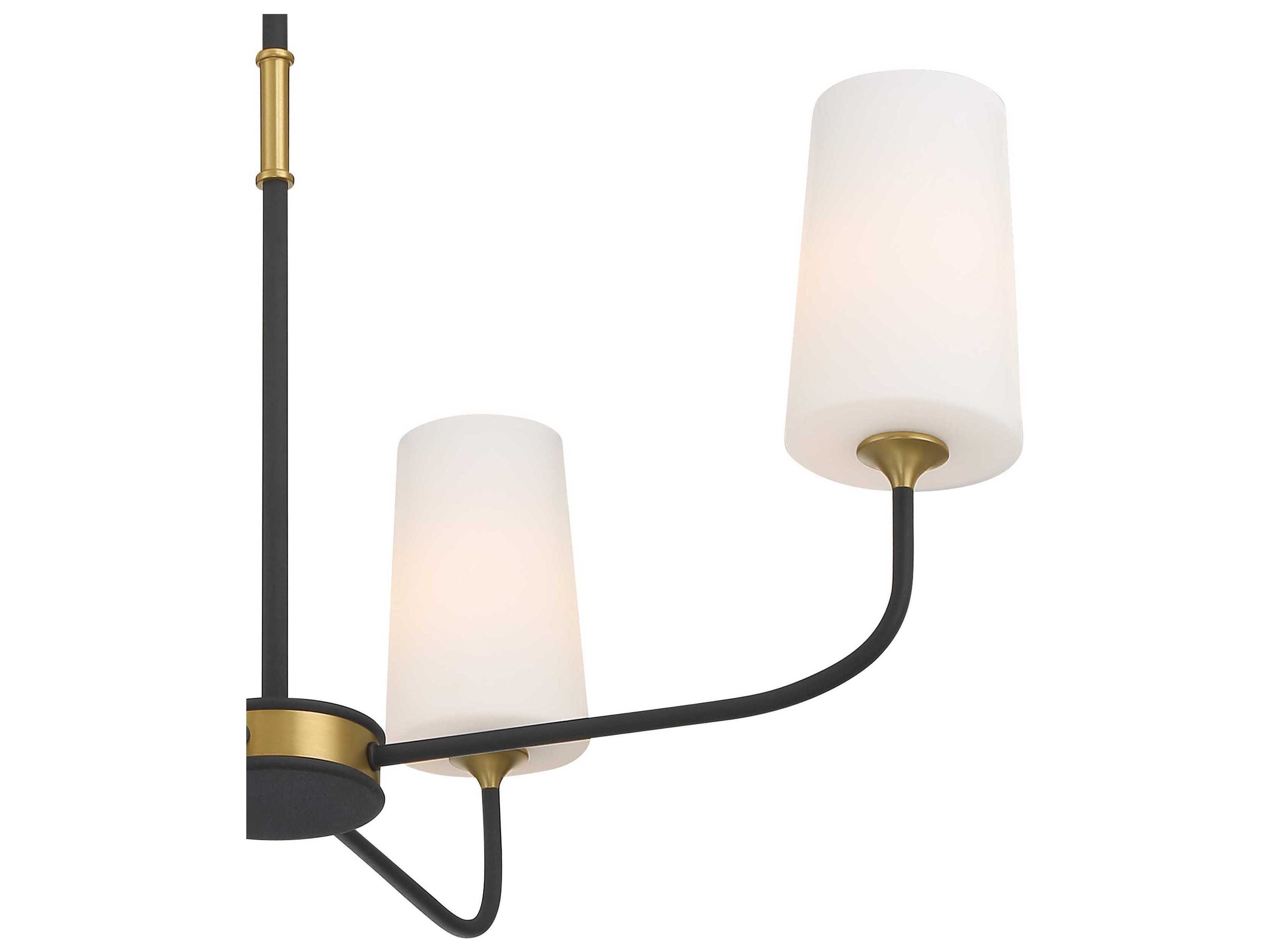 Crystorama Niles 4-Light Black Forged Modern Gold Glass Candelabra Cylinder Chandelier