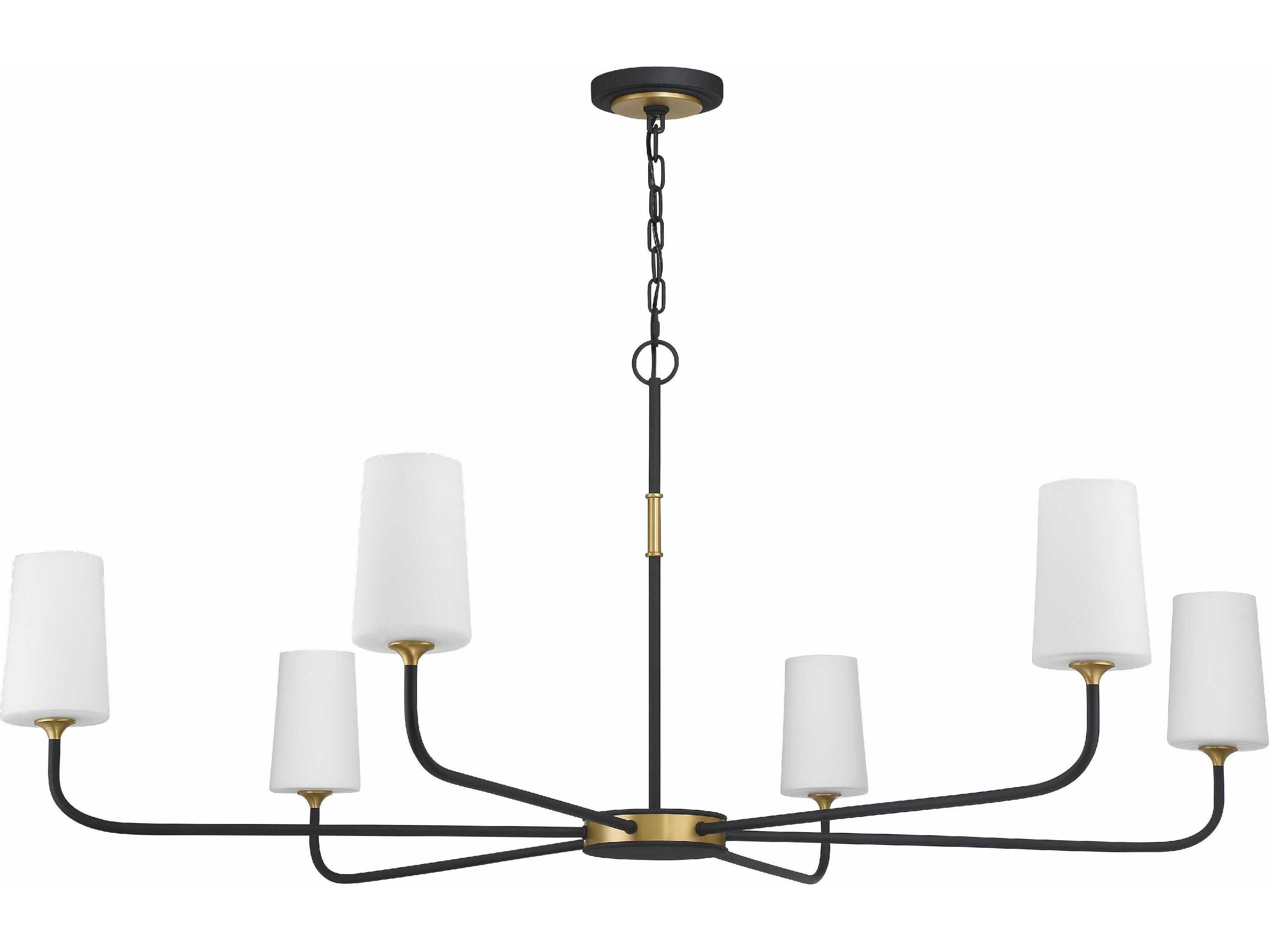 Crystorama Niles 6-Light Black Forged Modern Gold Glass Candelabra Cylinder Chandelier