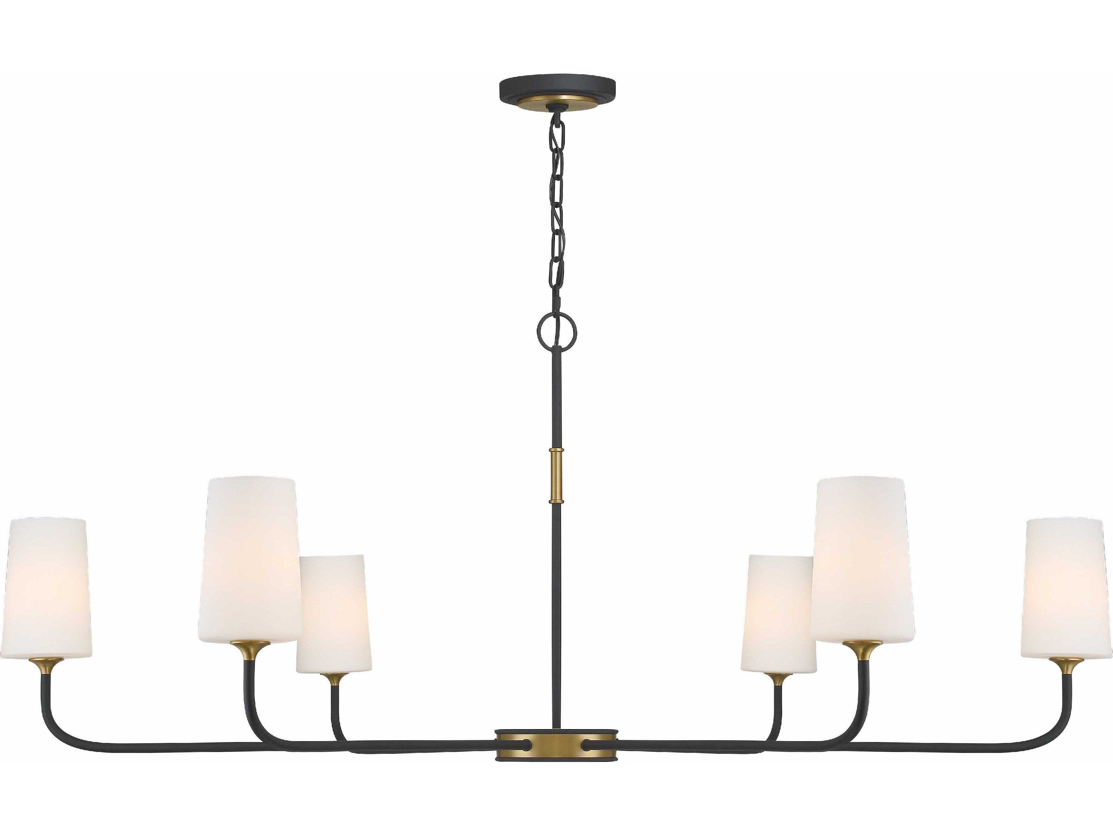 Crystorama Niles 6-Light Black Forged Modern Gold Glass Candelabra Cylinder Chandelier