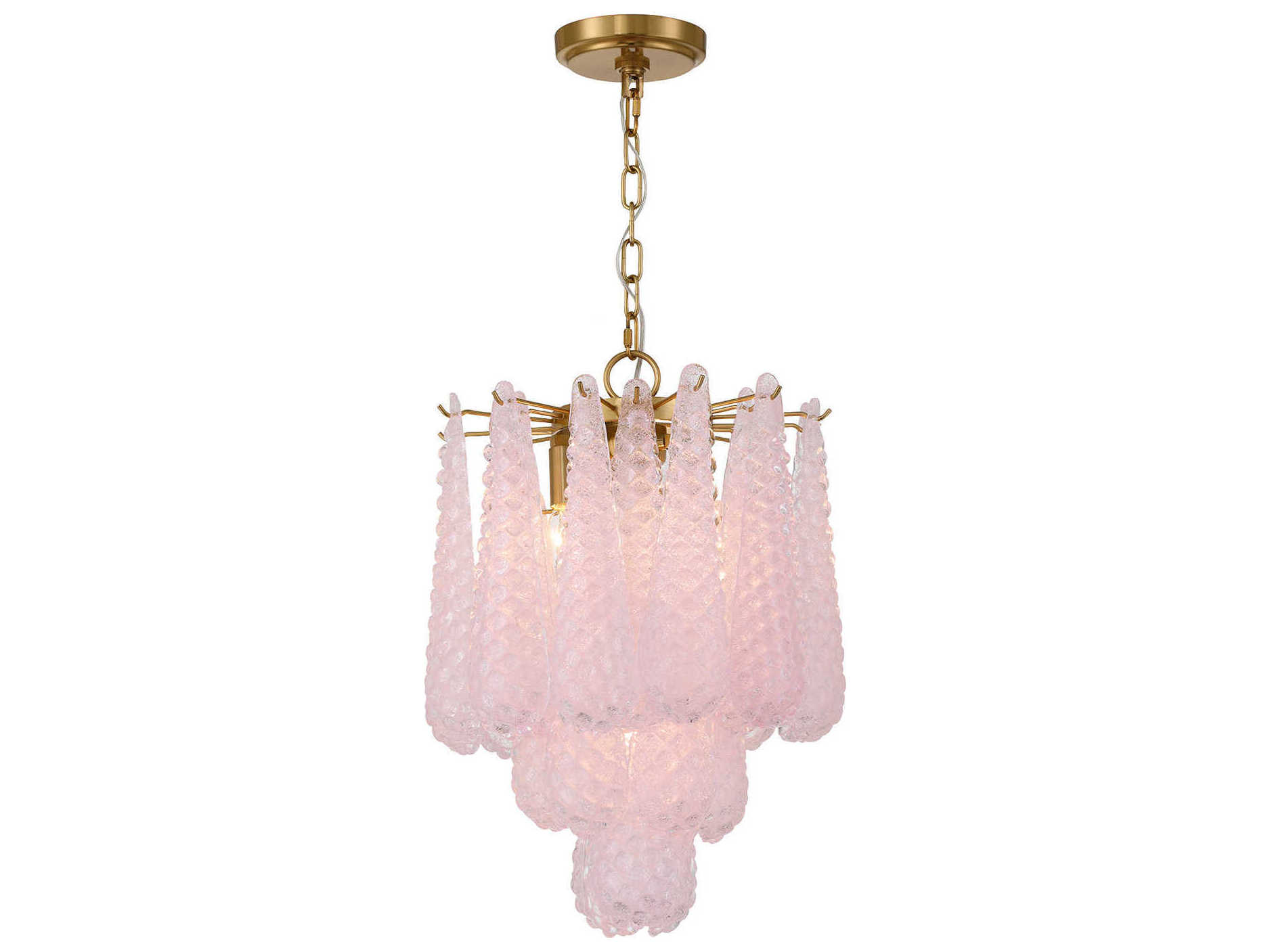 Crystorama Ollie 4-Light Aged Brass Pink Pendant
