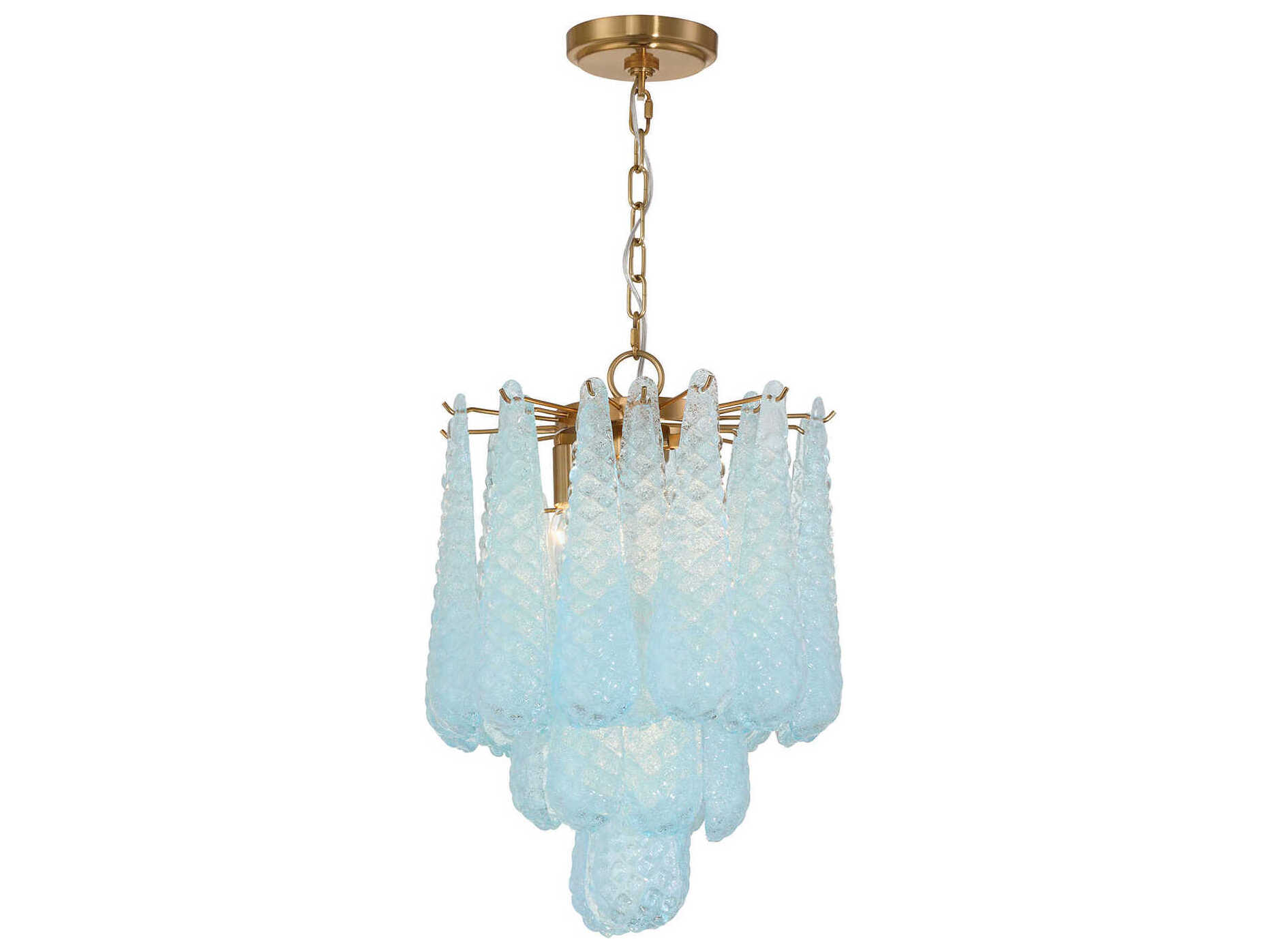 Crystorama Ollie 4-Light Aged Brass Blue Pendant