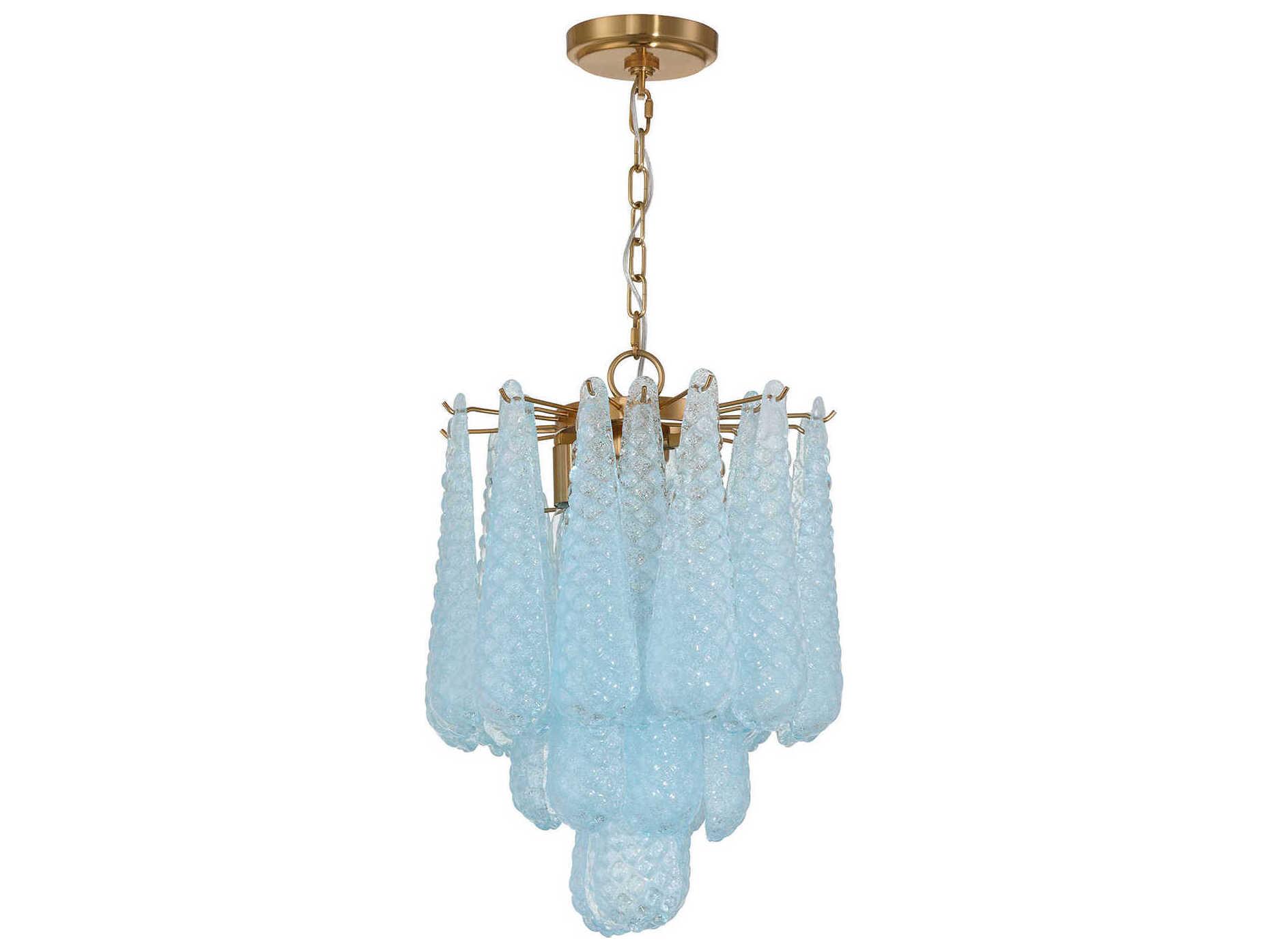 Crystorama Ollie 4-Light Aged Brass Blue Pendant