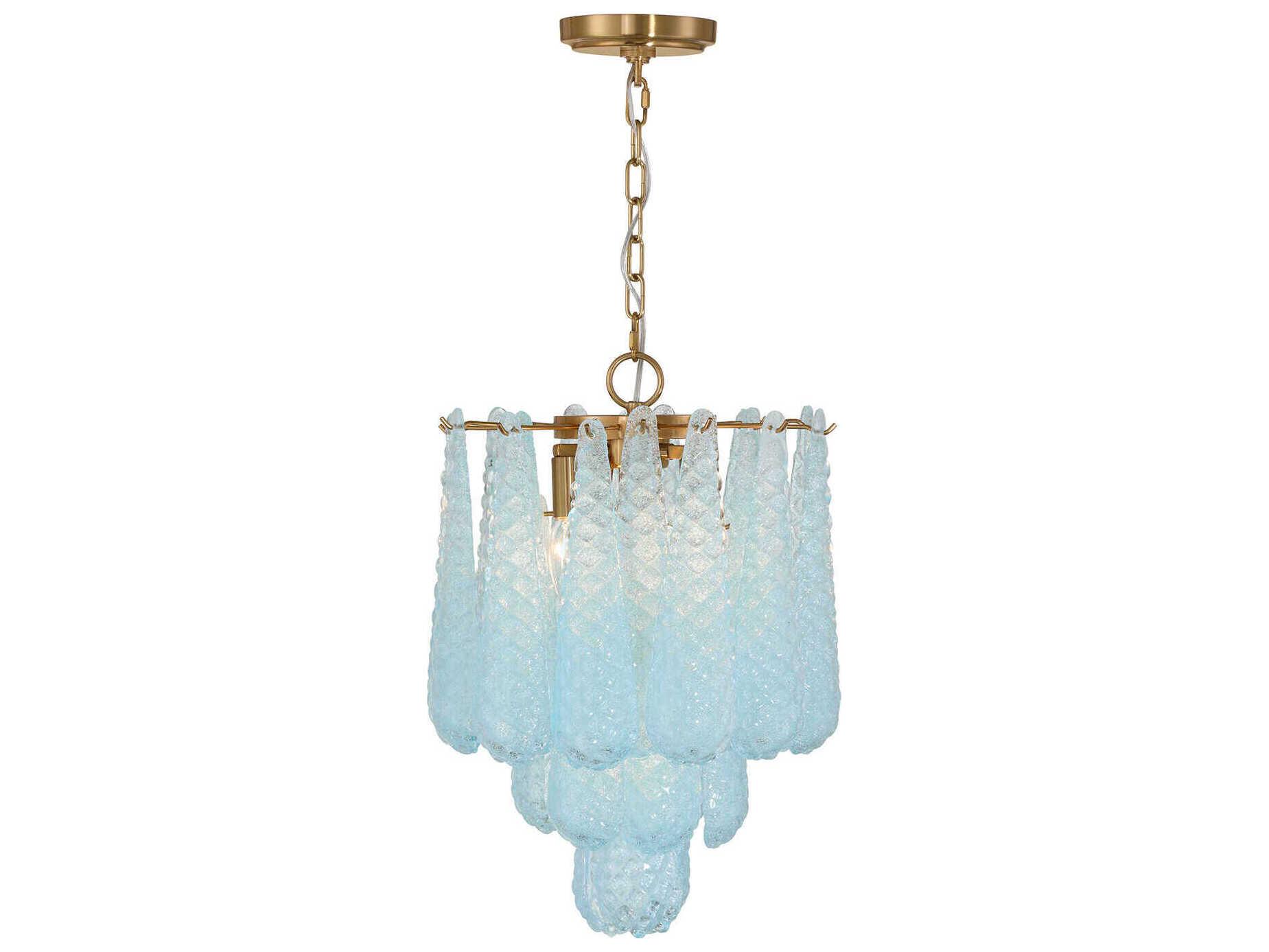 Crystorama Ollie 4-Light Aged Brass Blue Pendant