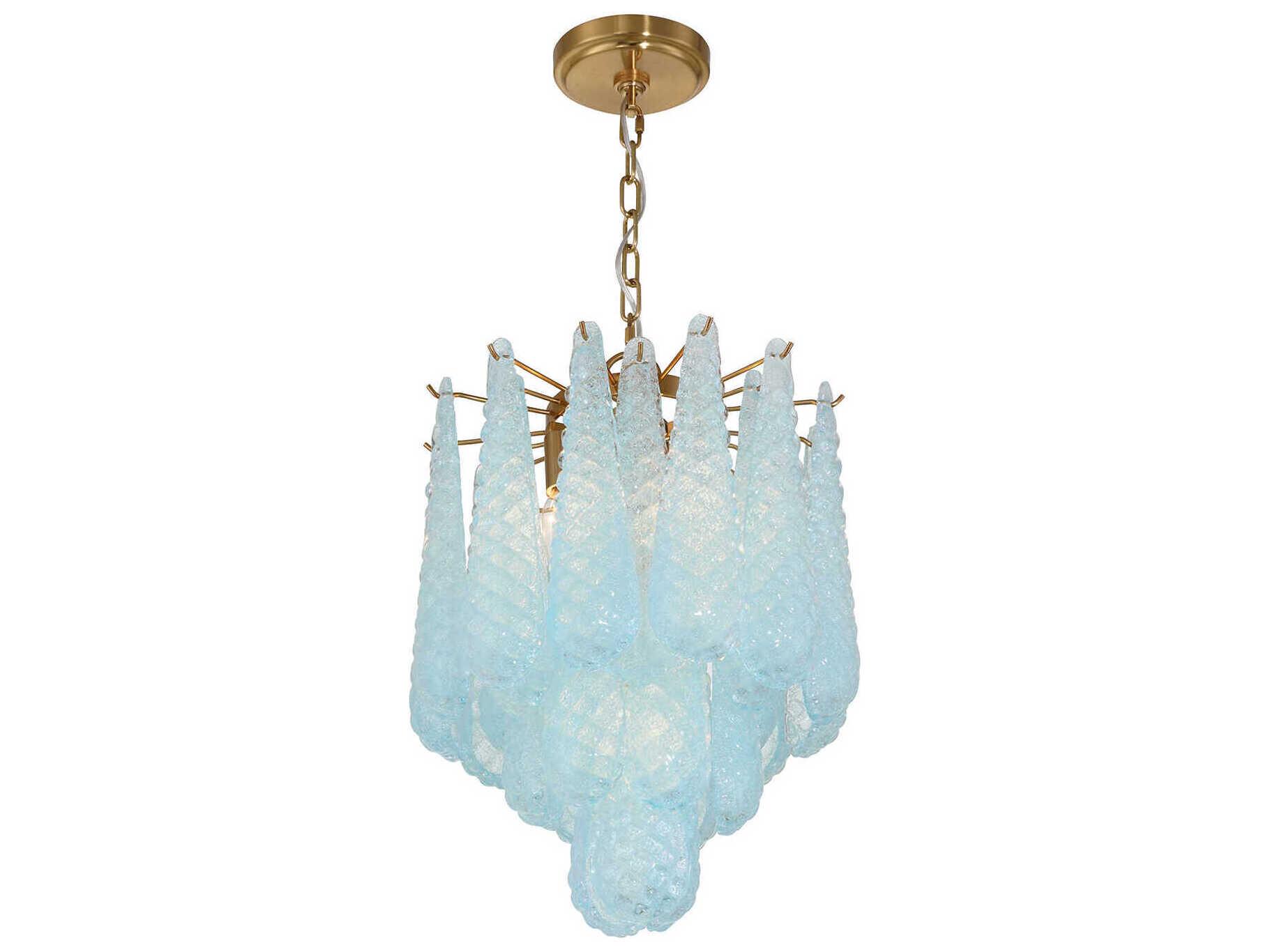 Crystorama Ollie 4-Light Aged Brass Blue Pendant