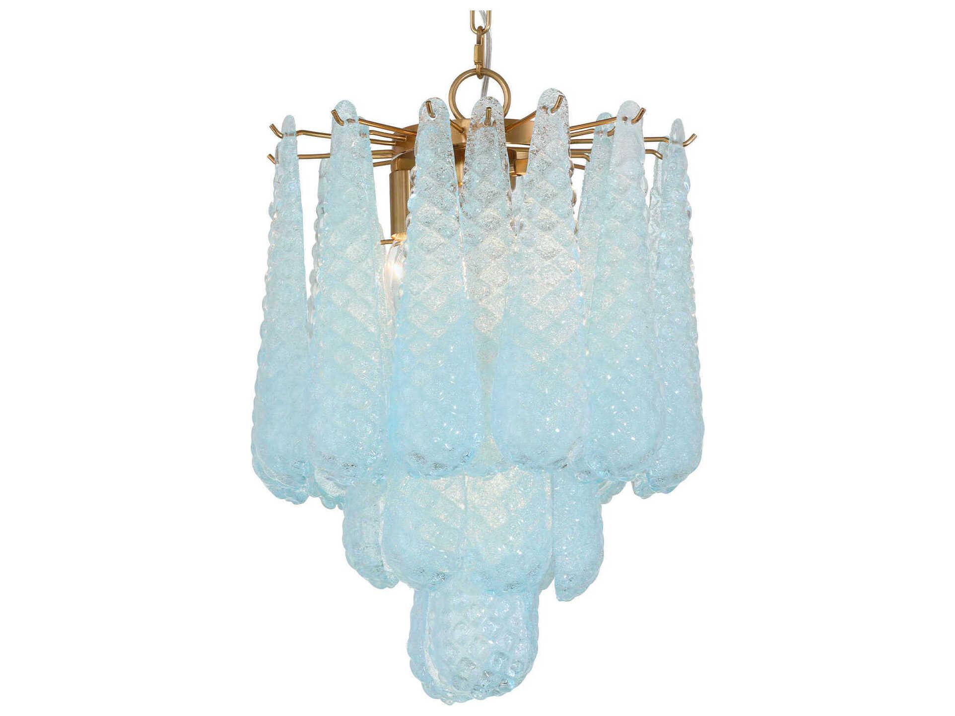 Crystorama Ollie 4-Light Aged Brass Blue Pendant