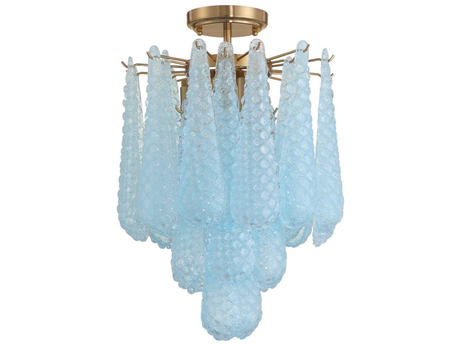Crystorama Ollie 4-Light Aged Brass Blue Semi Flush Mount