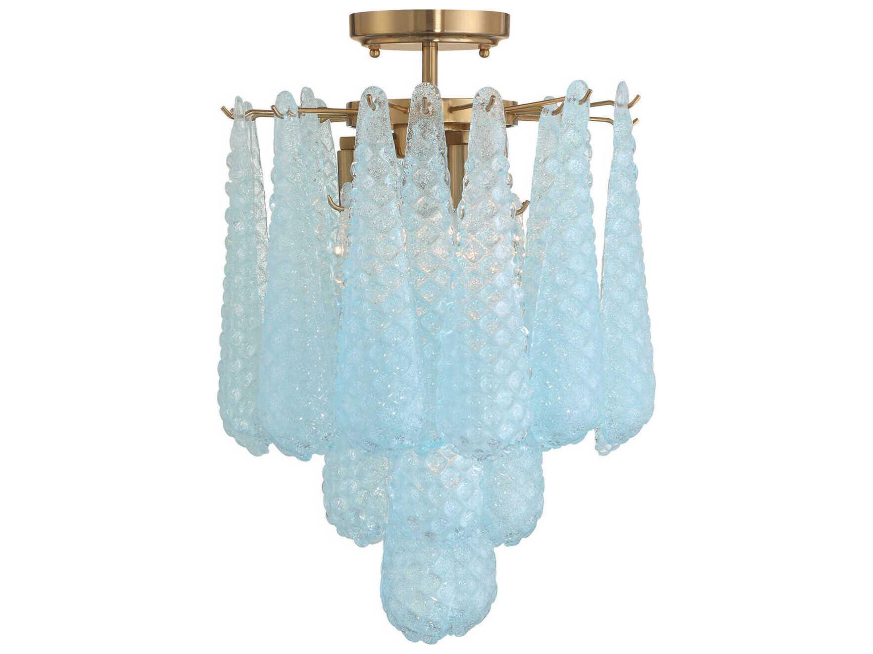 Crystorama Ollie 4-Light Aged Brass Blue Semi Flush Mount