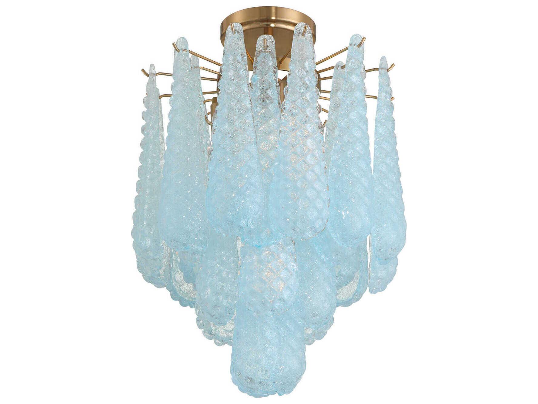 Crystorama Ollie 4-Light Aged Brass Blue Semi Flush Mount