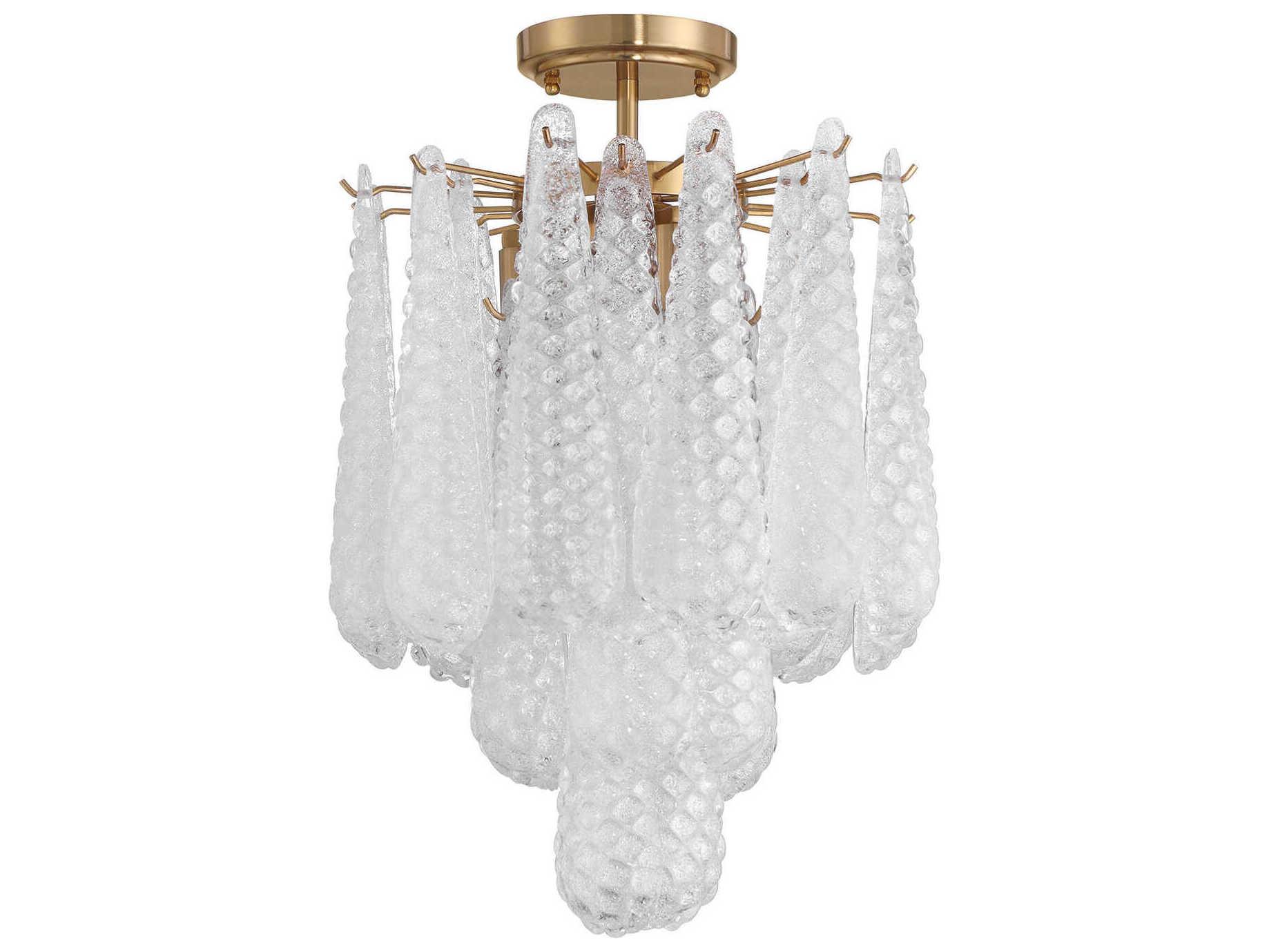 Crystorama Ollie 4-Light Aged Brass Clear Semi Flush Mount