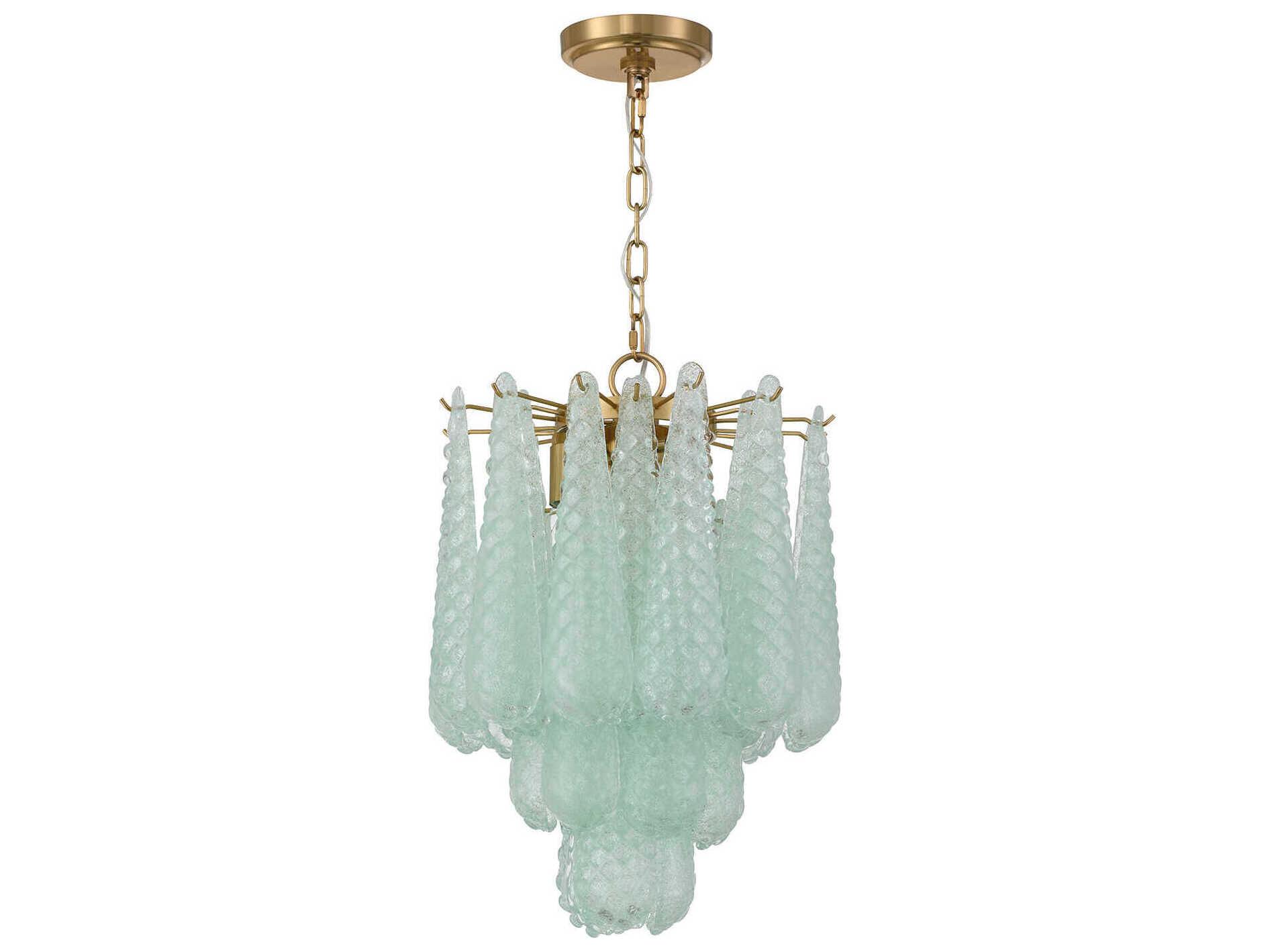 Crystorama Ollie 4-Light Aged Brass Green Pendant
