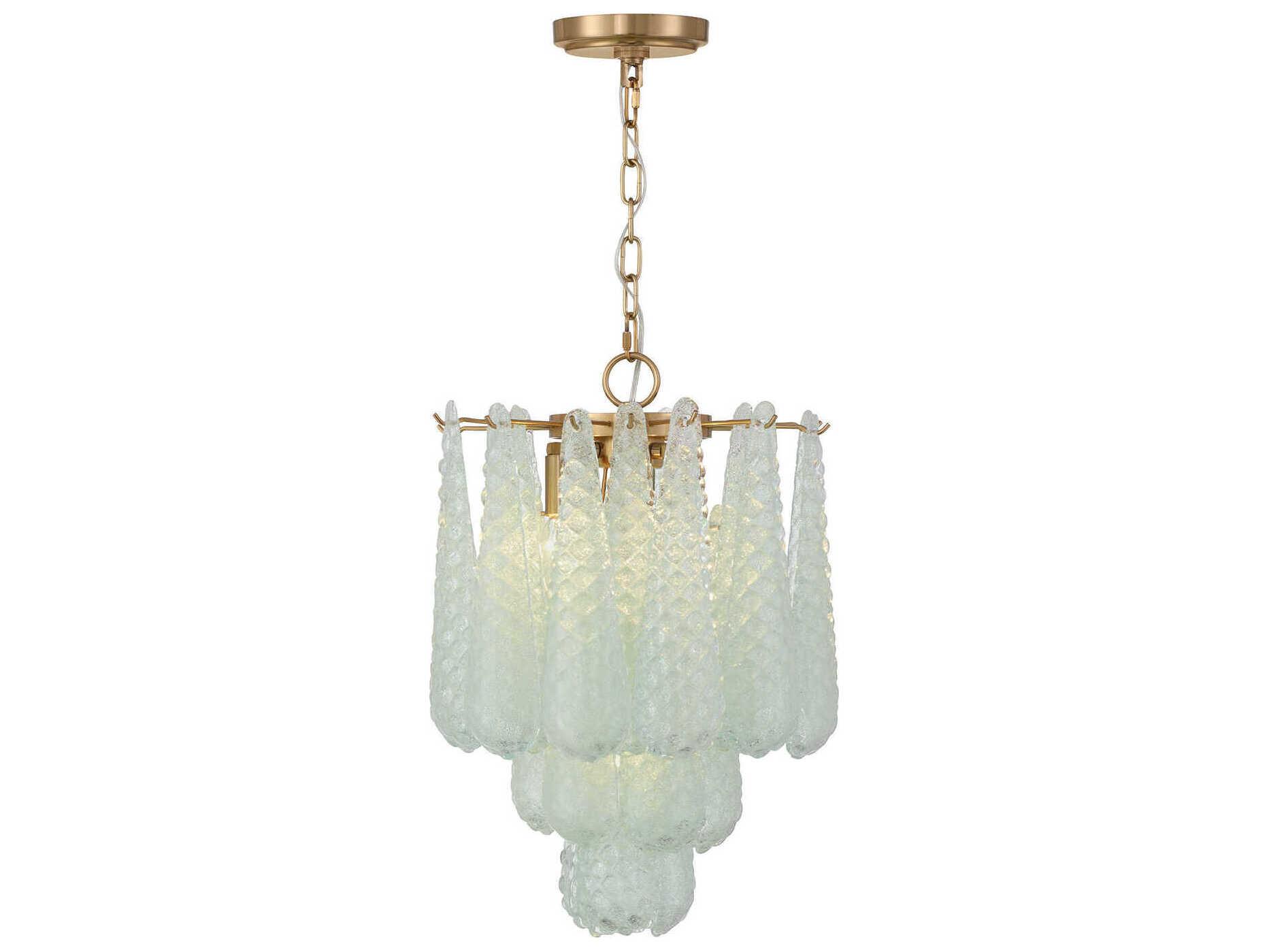 Crystorama Ollie 4-Light Aged Brass Green Pendant