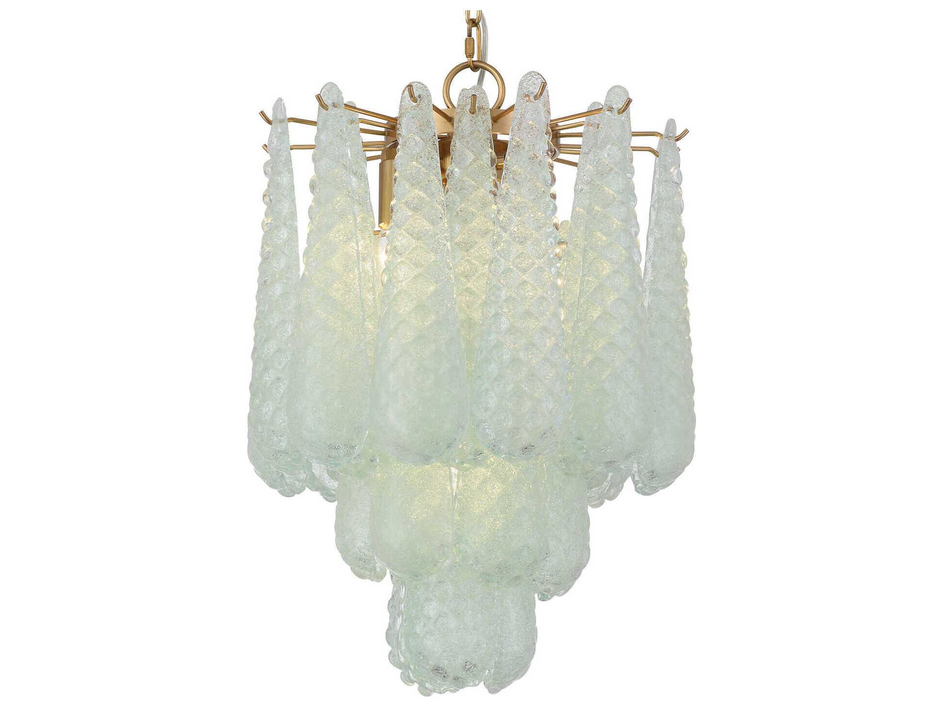 Crystorama Ollie 4-Light Aged Brass Green Pendant