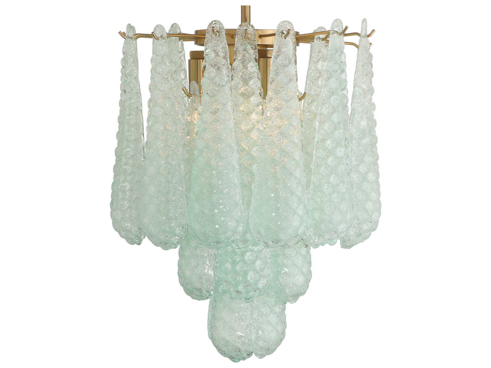 Crystorama Ollie 4-Light Aged Brass Green Semi Flush Mount