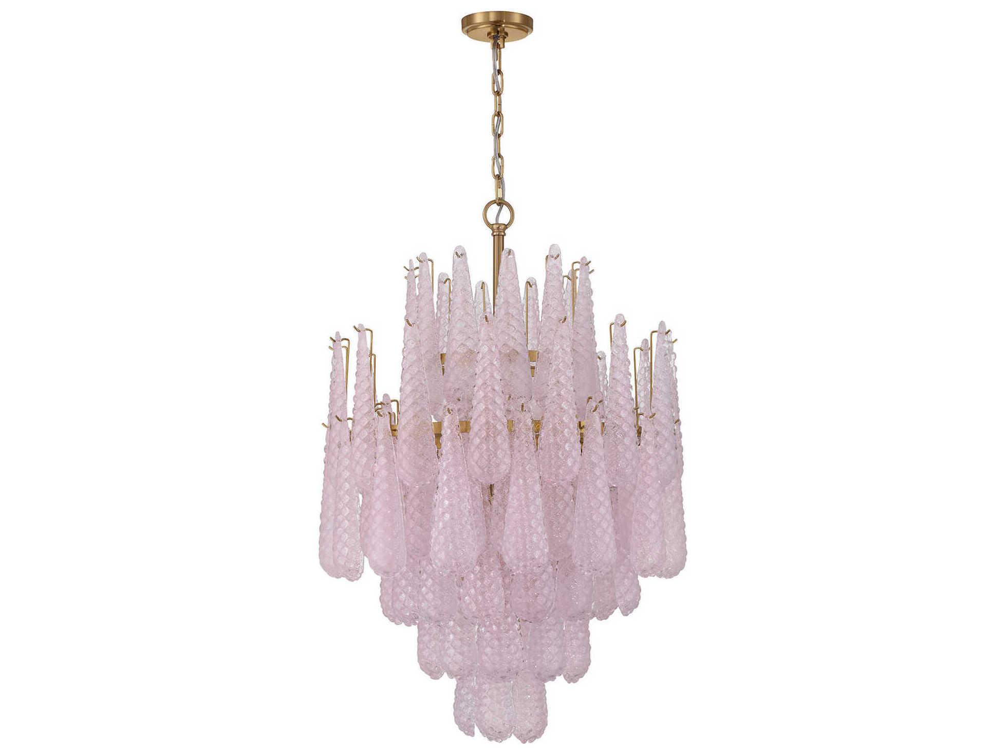 Crystorama Ollie 16-Light Aged Brass Pink Candelabra Chandelier