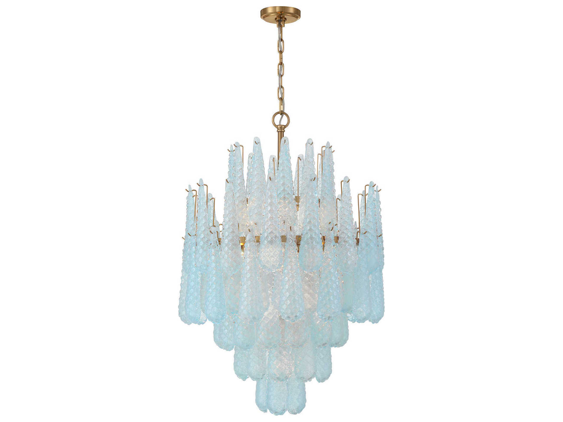 Crystorama Ollie 16-Light Aged Brass Blue Candelabra Chandelier
