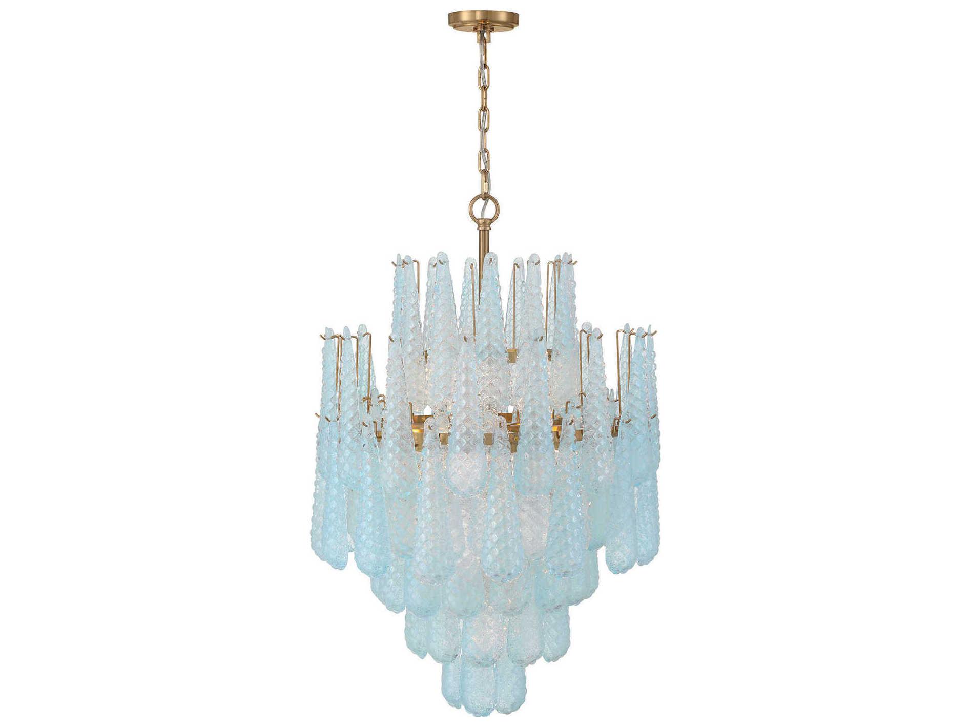 Crystorama Ollie 16-Light Aged Brass Blue Candelabra Chandelier