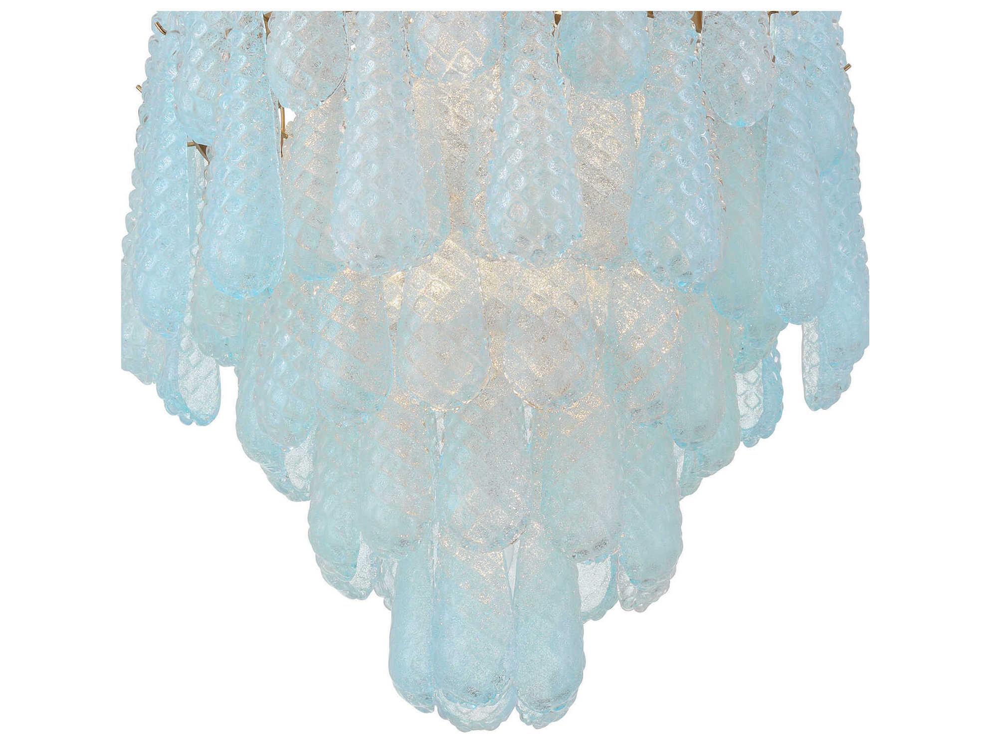 Crystorama Ollie 16-Light Aged Brass Blue Candelabra Chandelier