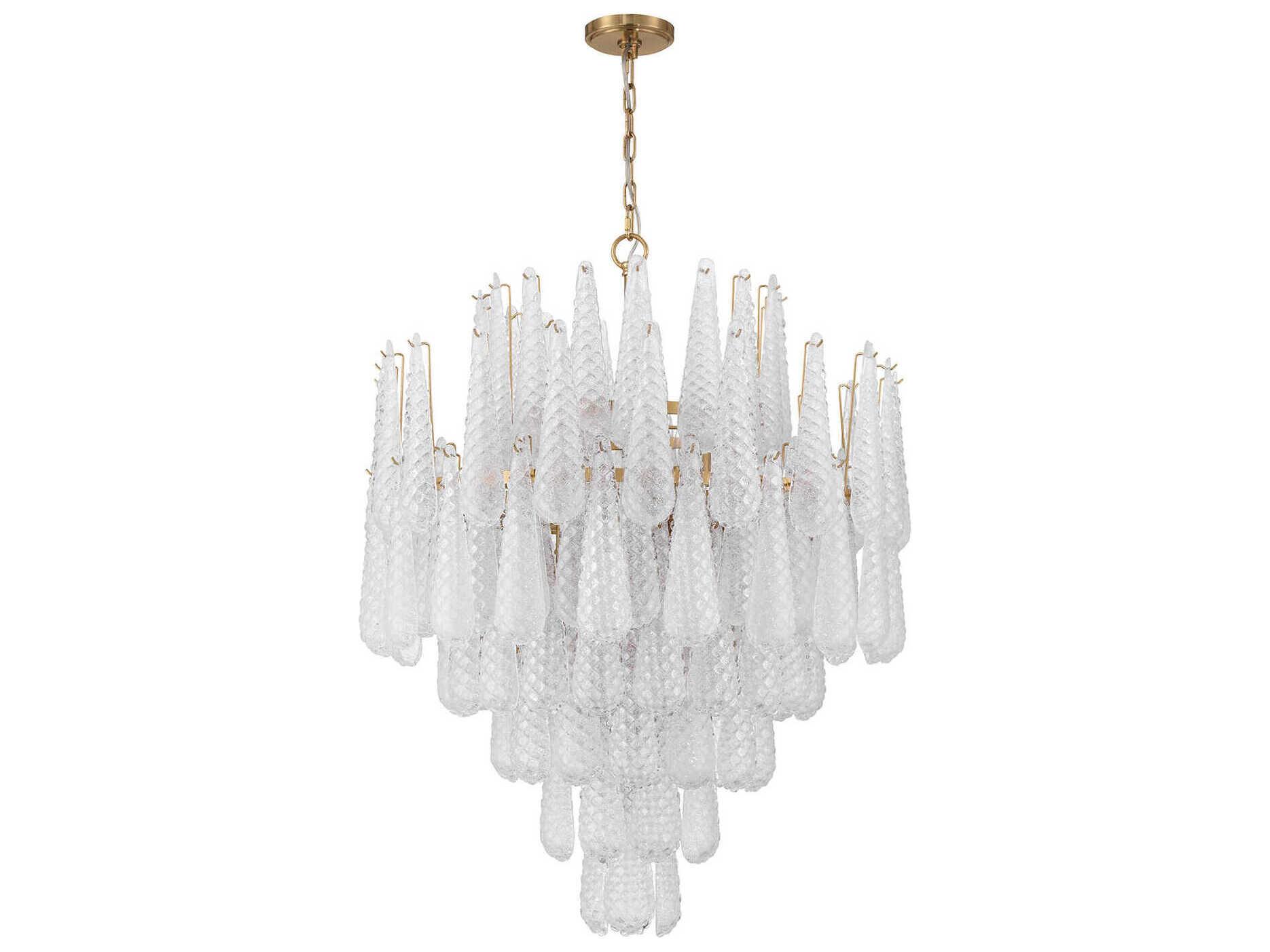 Crystorama Ollie 21-Light Aged Brass Clear Candelabra Chandelier