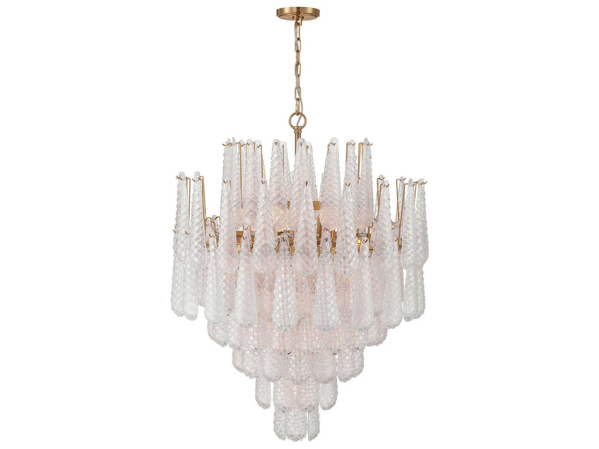 Crystorama Ollie 21-Light Aged Brass Clear Candelabra Chandelier