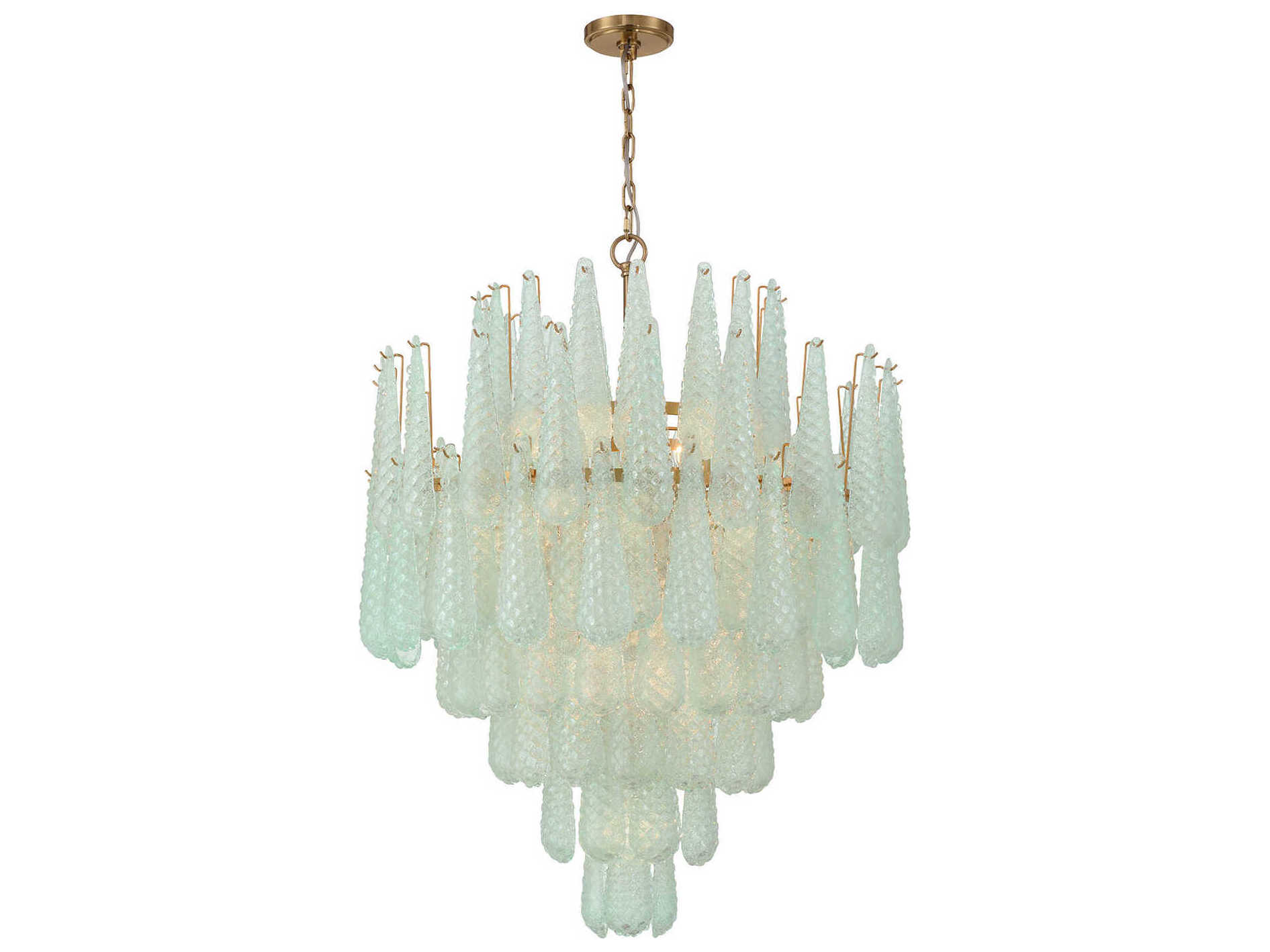 Crystorama Ollie 21-Light Aged Brass Green Candelabra Chandelier