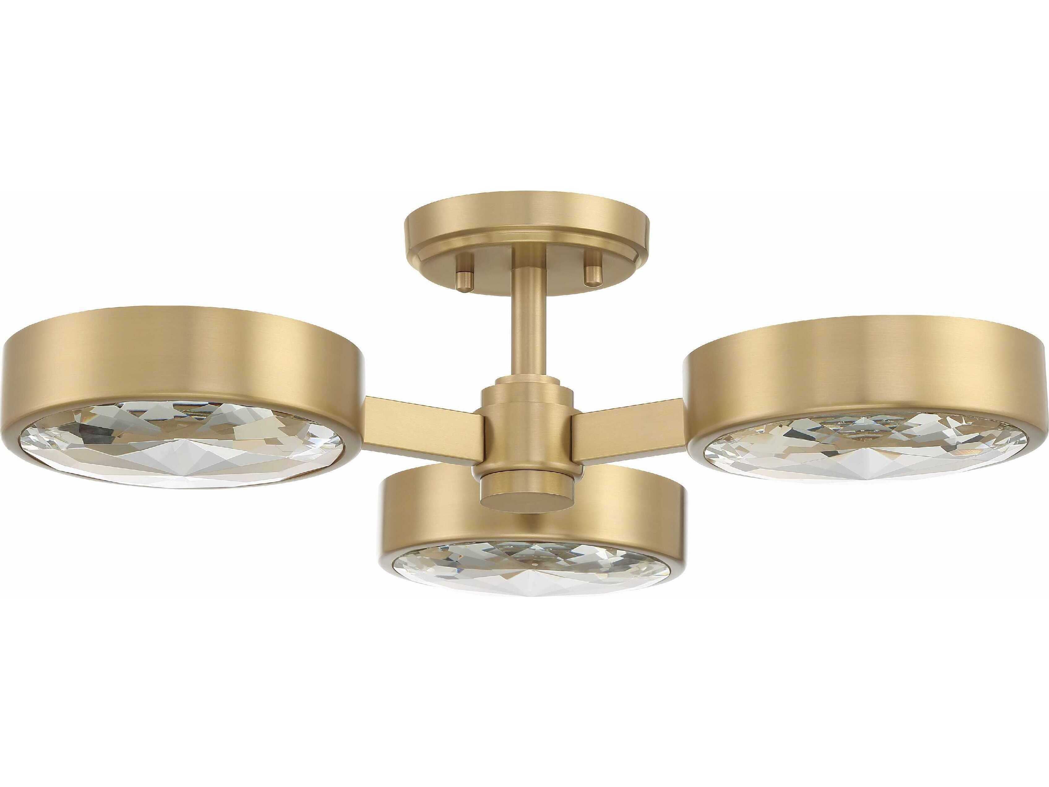 Crystorama Orson 3-Light Modern Gold Crystal Glass Semi Flush Mount