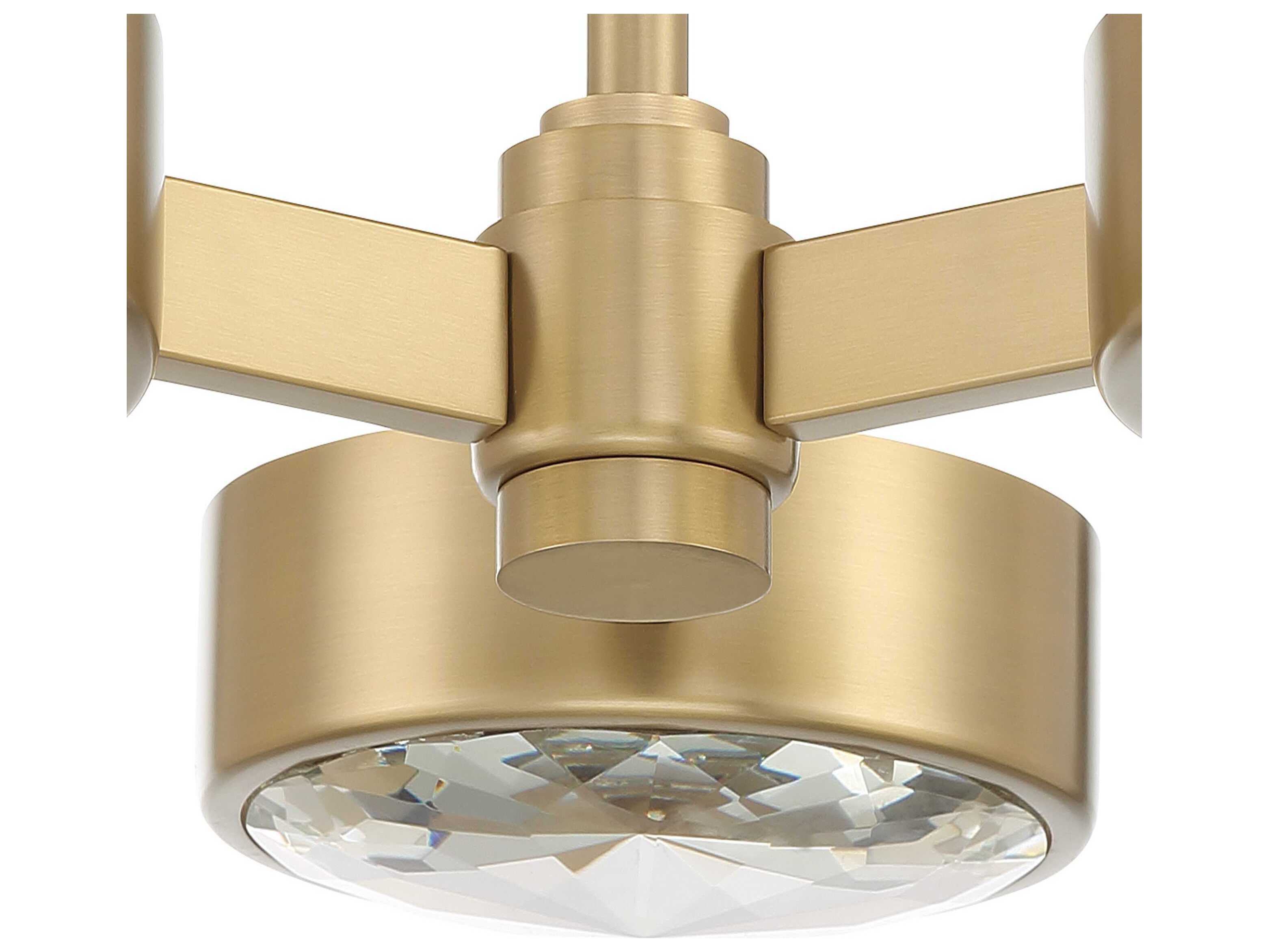 Crystorama Orson 3-Light Modern Gold Crystal Glass Semi Flush Mount