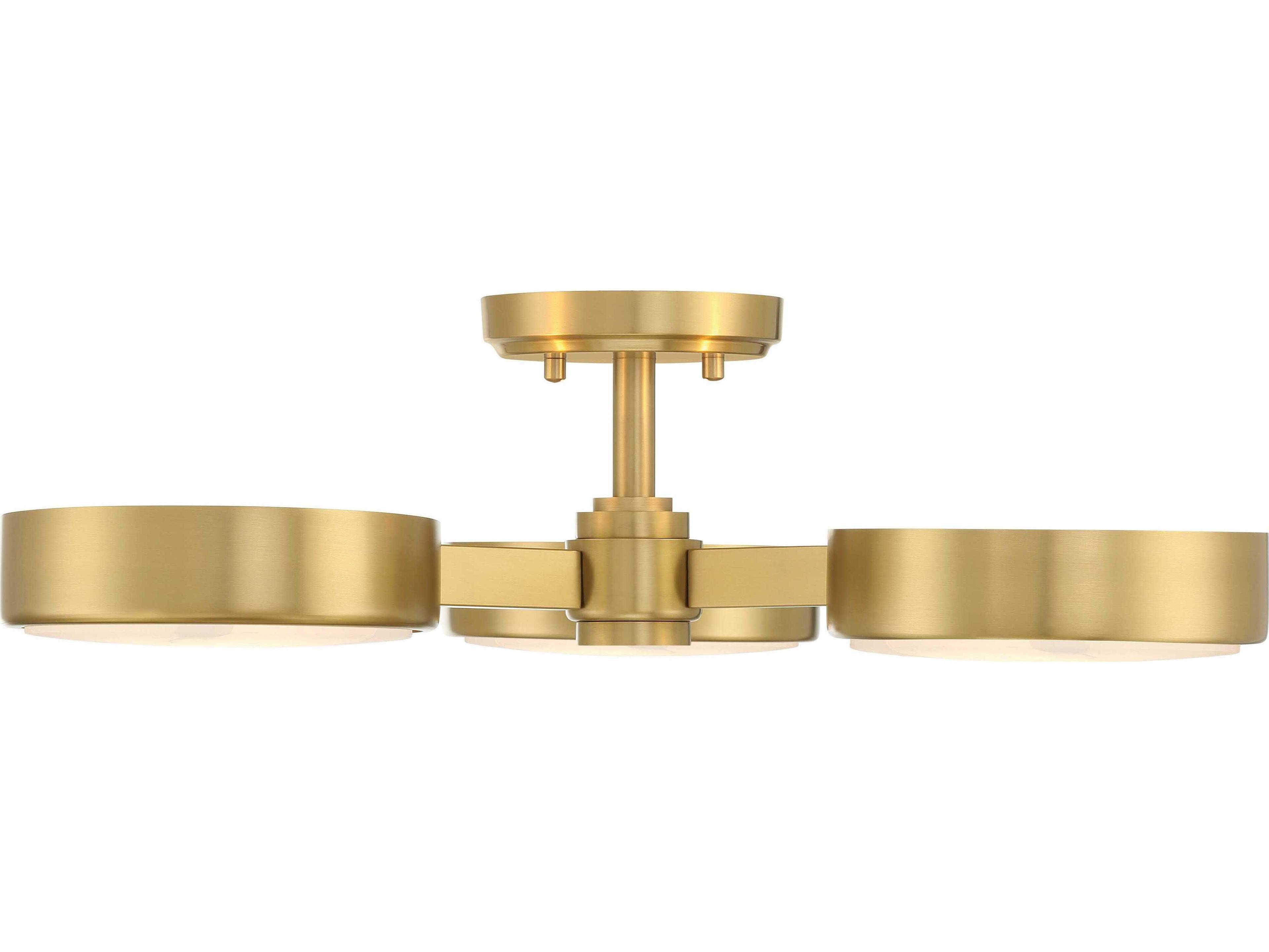 Crystorama Orson 3-Light Modern Gold Semi Flush Mount