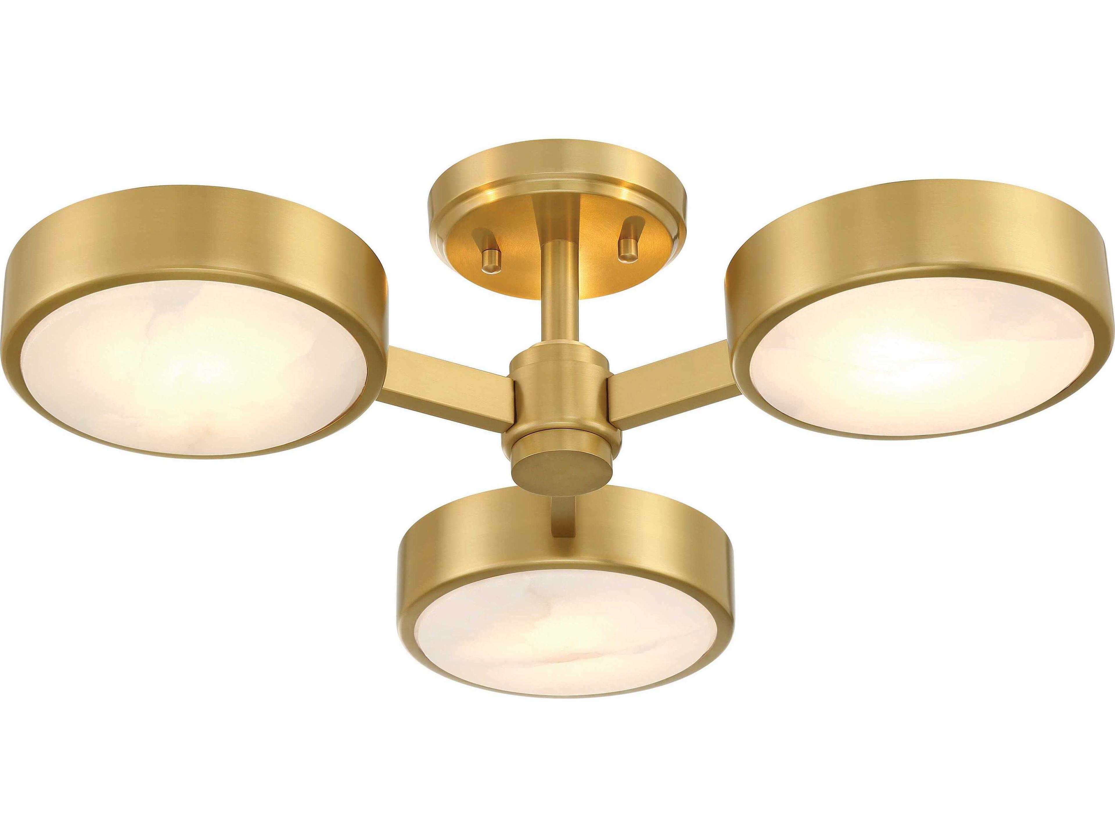 Crystorama Orson 3-Light Modern Gold Semi Flush Mount