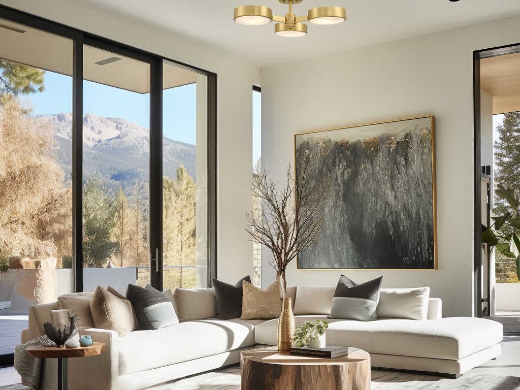 Crystorama Orson 3-Light Modern Gold Semi Flush Mount