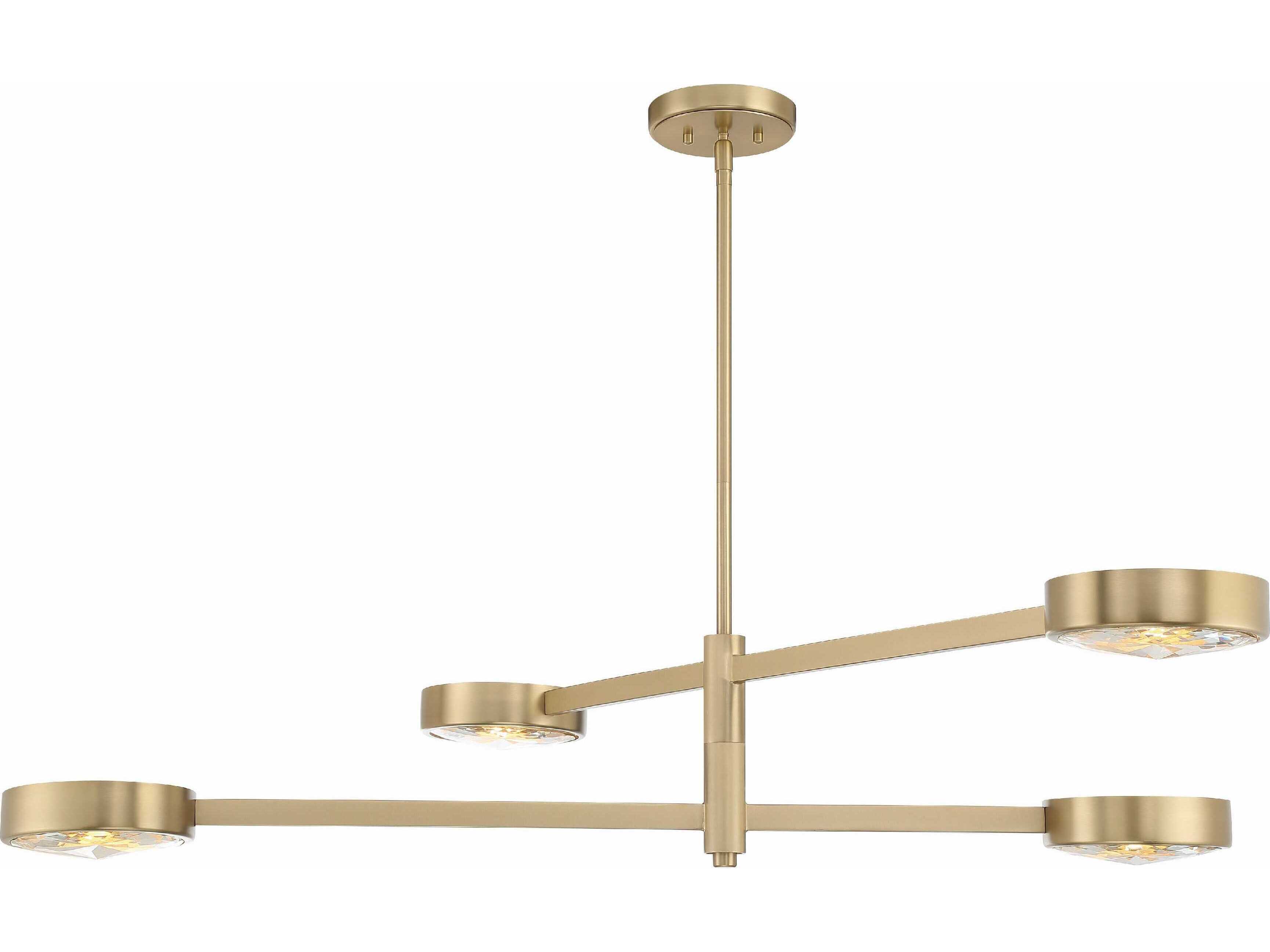 Crystorama Orson 4-Light Modern Gold Crystal Glass Linear Island Pendant