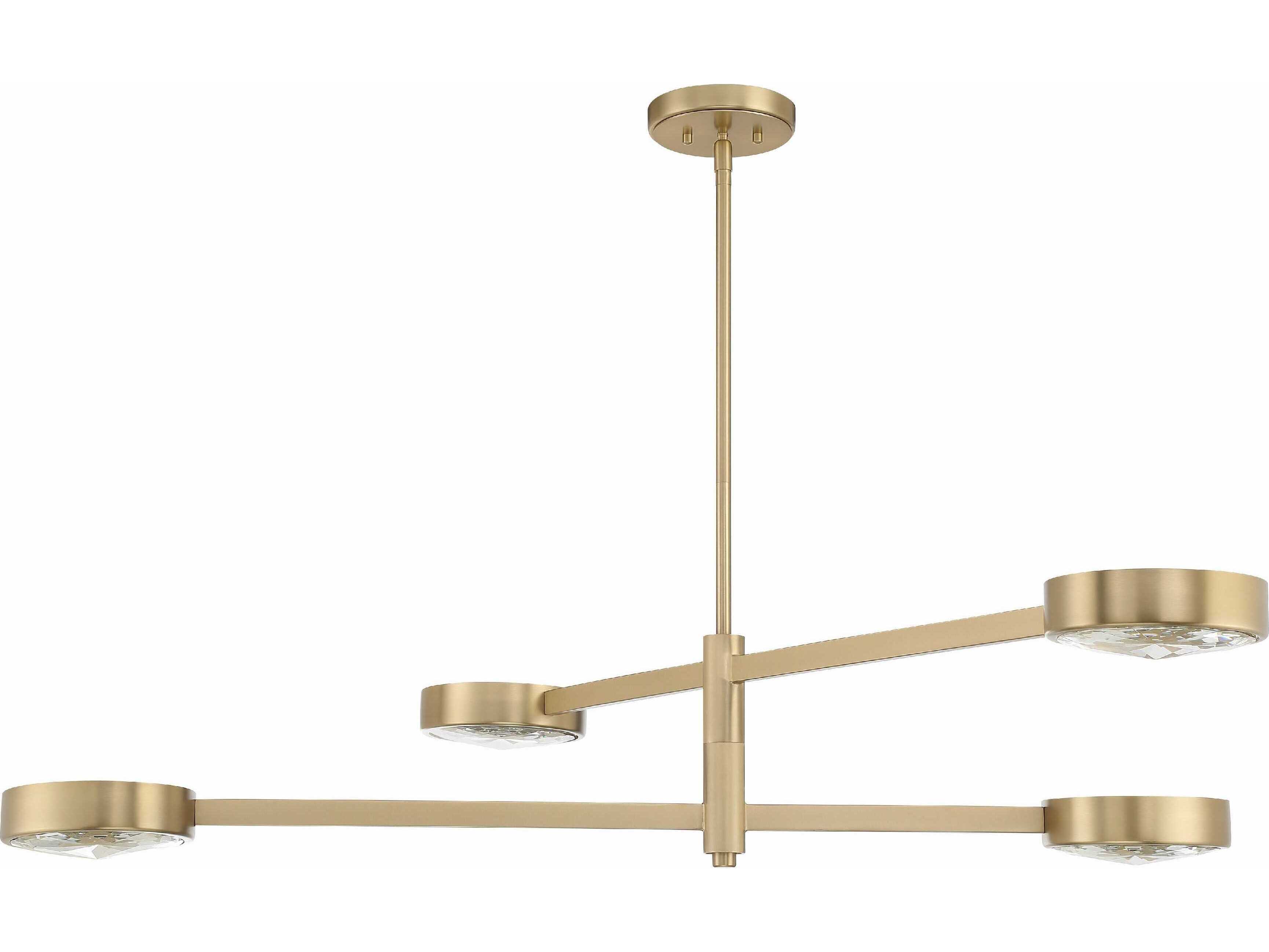 Crystorama Orson 4-Light Modern Gold Crystal Glass Linear Island Pendant