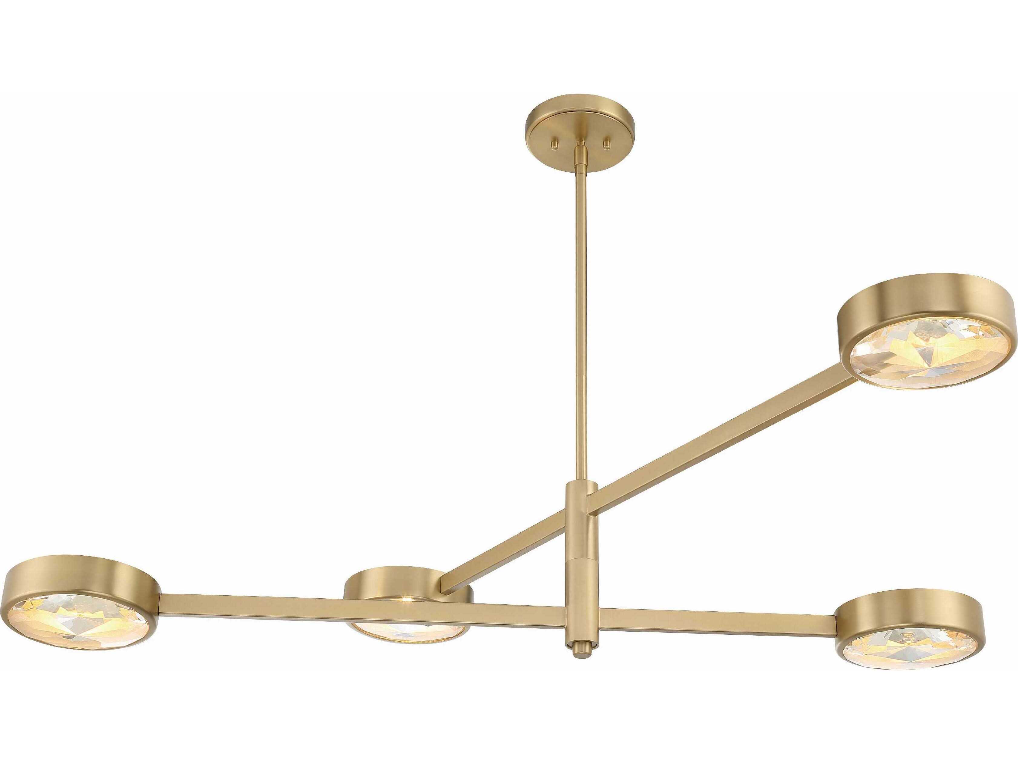 Crystorama Orson 4-Light Modern Gold Crystal Glass Linear Island Pendant