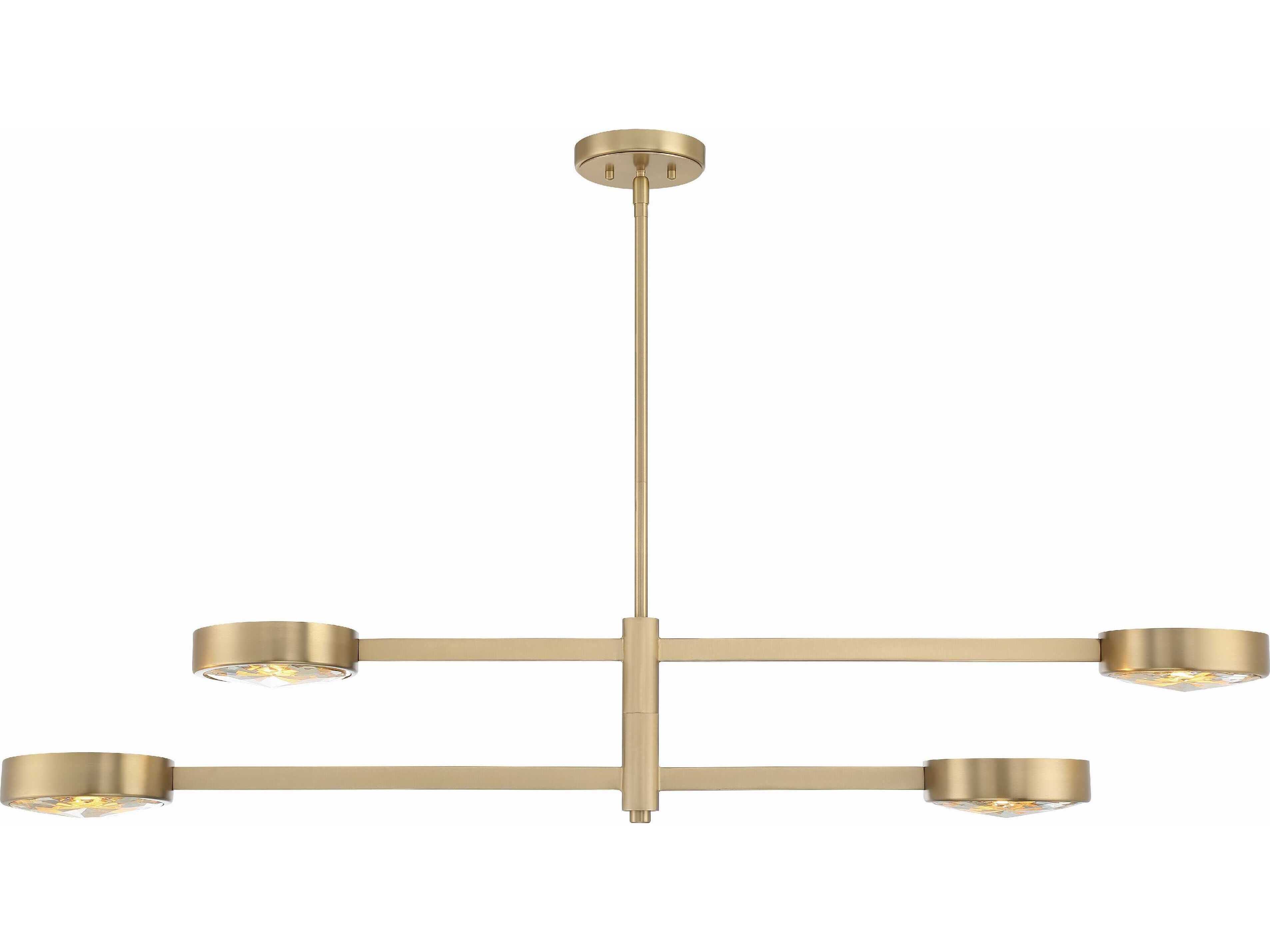 Crystorama Orson 4-Light Modern Gold Crystal Glass Linear Island Pendant