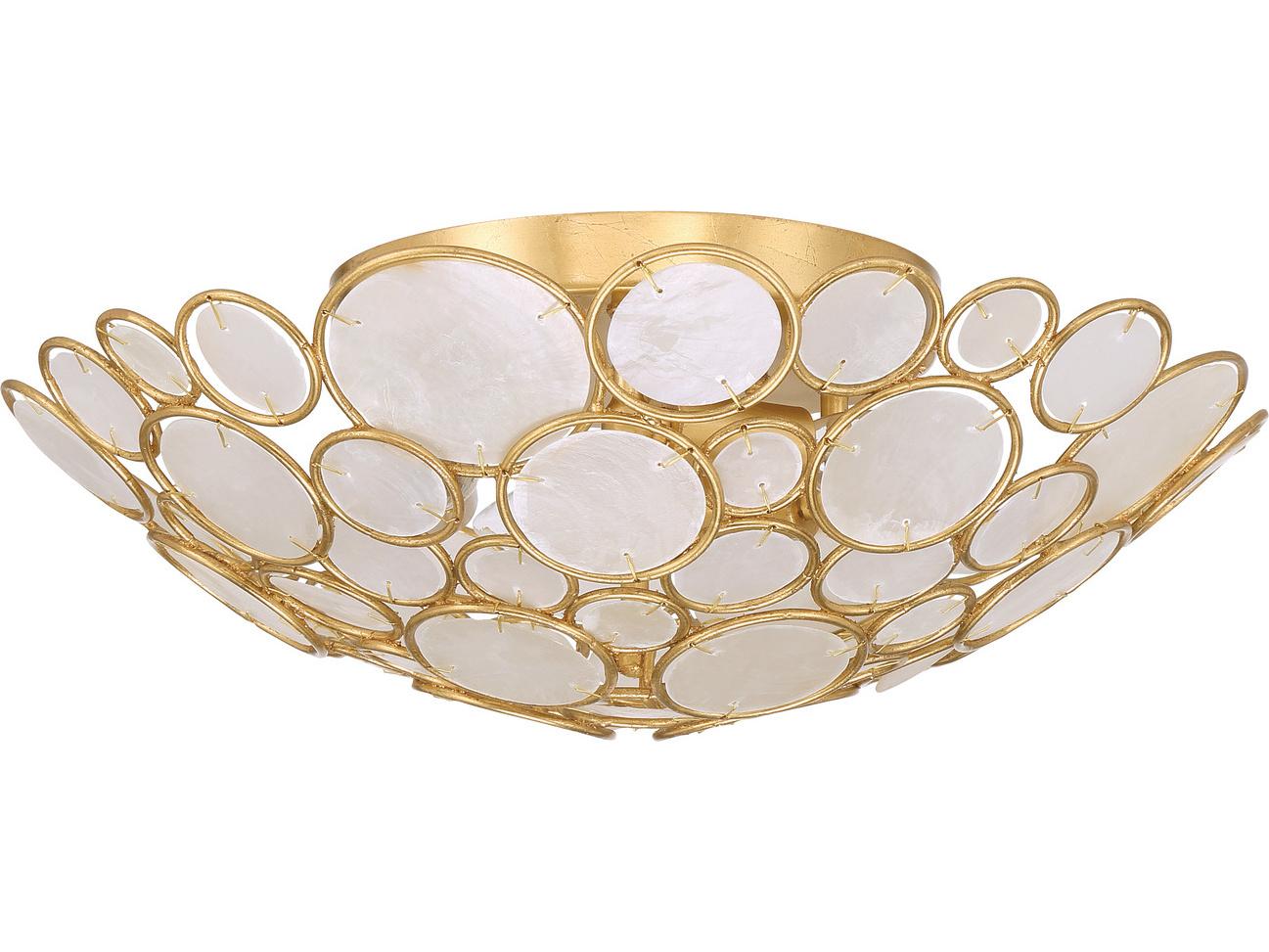 Crystorama Palla 3-Light Gold Semi Flush Mount