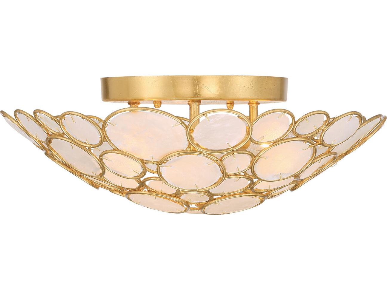 Crystorama Palla 3-Light Gold Semi Flush Mount