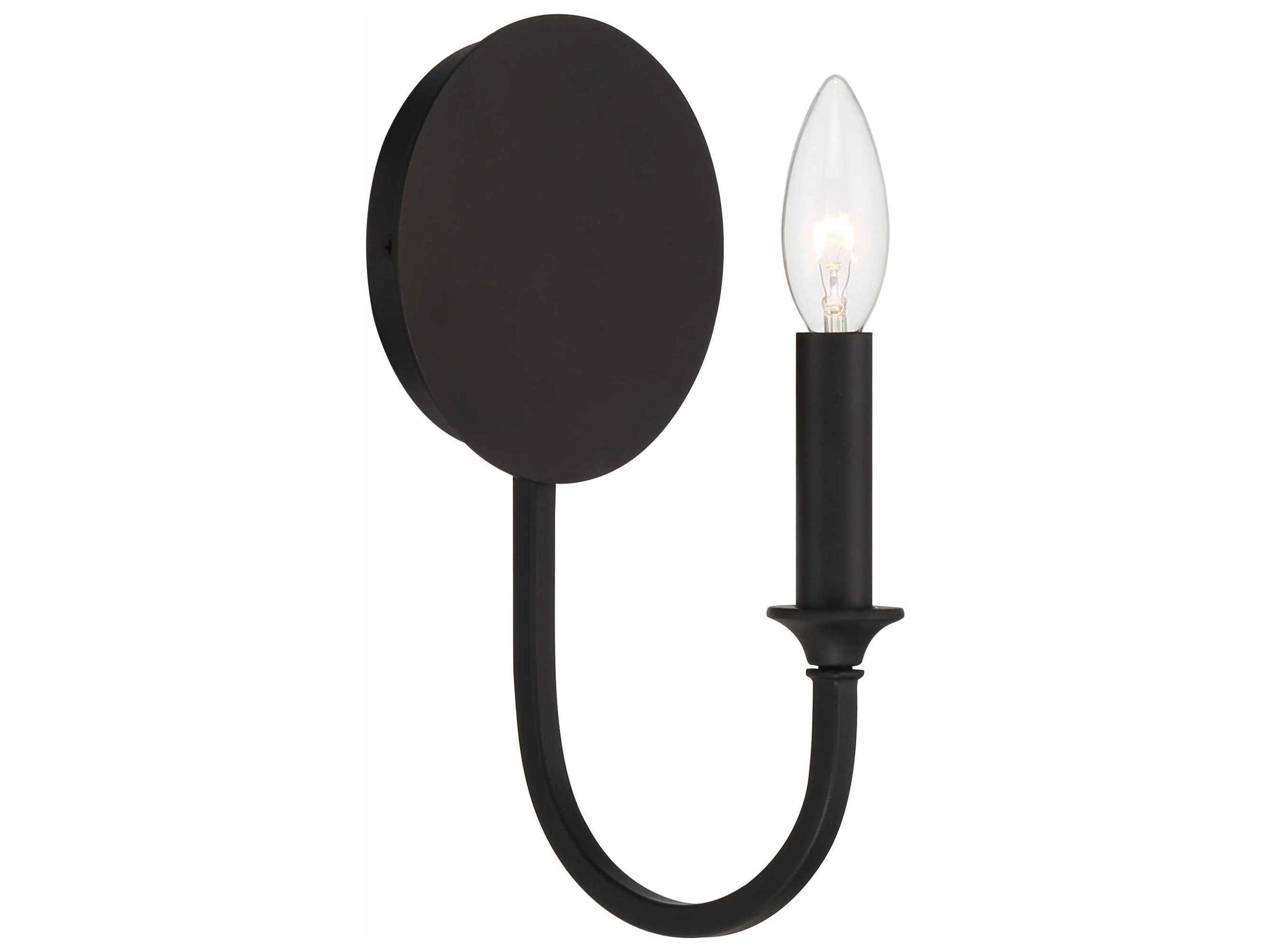 Crystorama Payton 1-Light Black Forged Wall Sconce