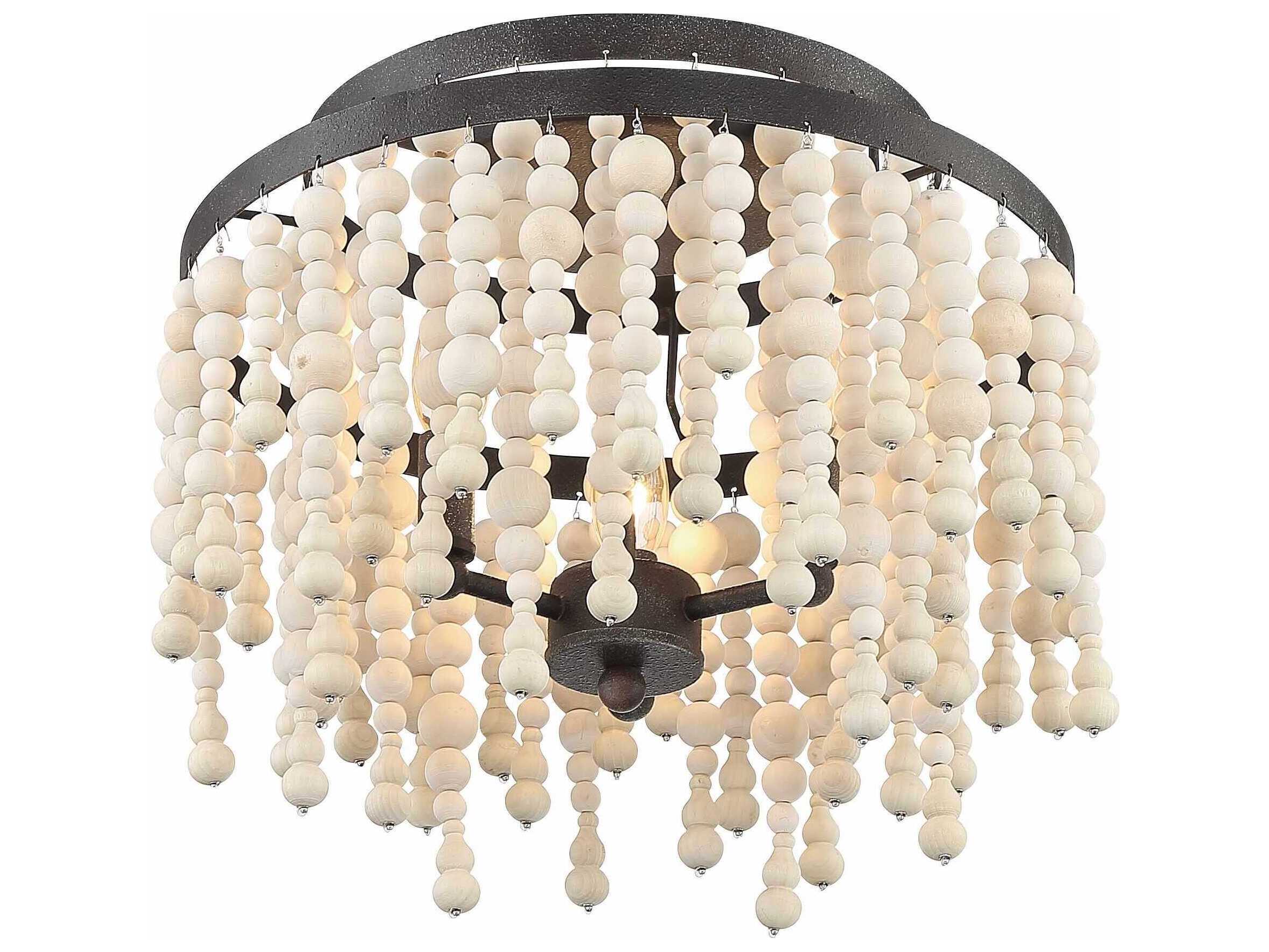 Crystorama Poppy 3-Light Forged Bronze Tiered Flush Mount