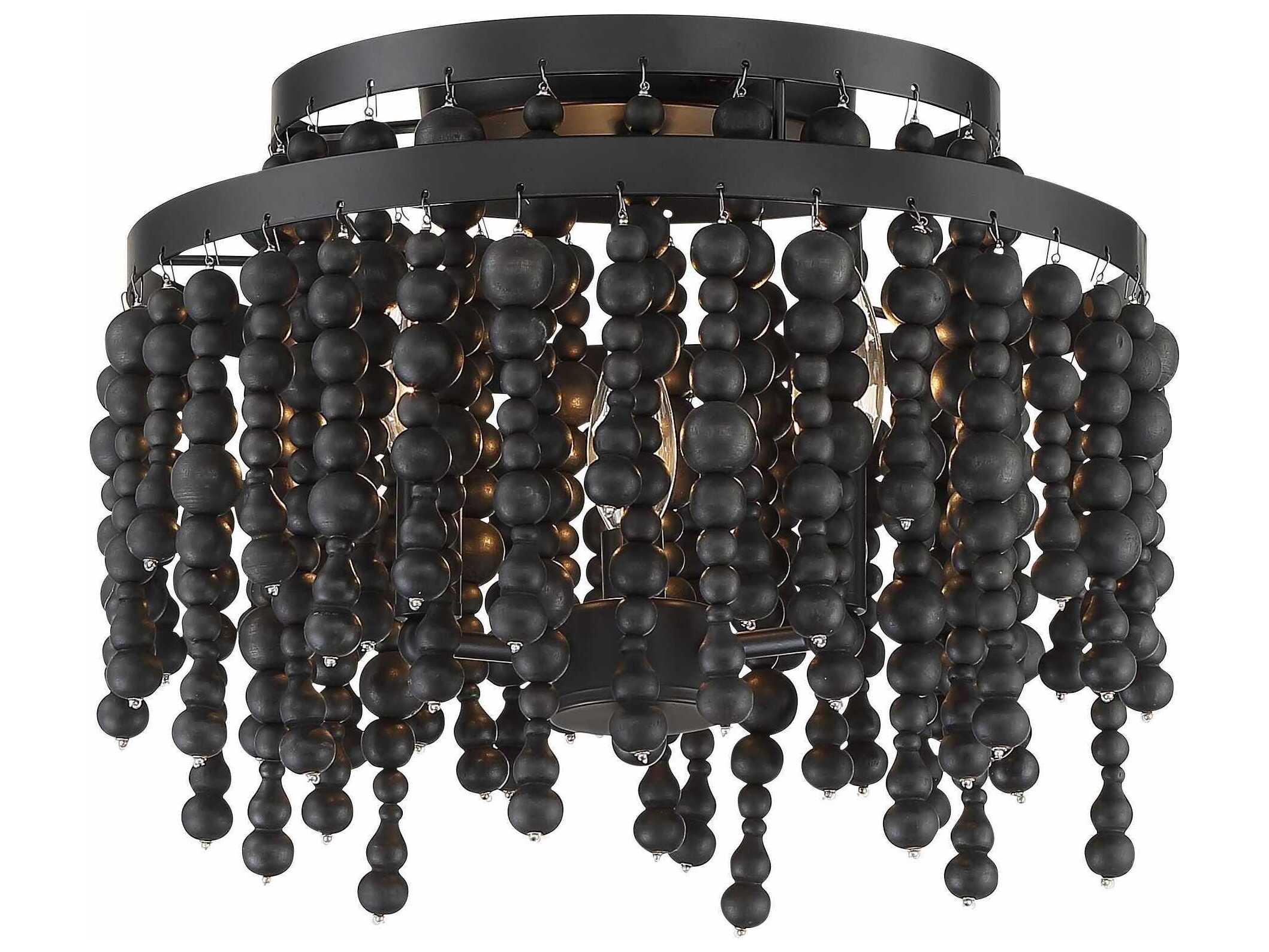 Crystorama Poppy 3-Light Matte Black Tiered Flush Mount