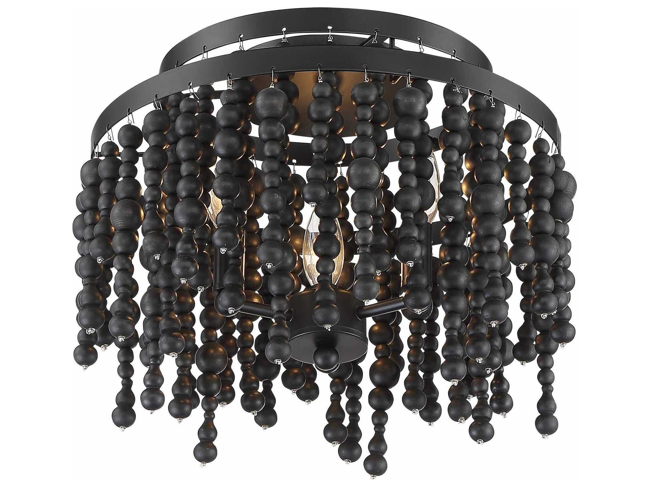 Crystorama Poppy 3-Light Matte Black Tiered Flush Mount