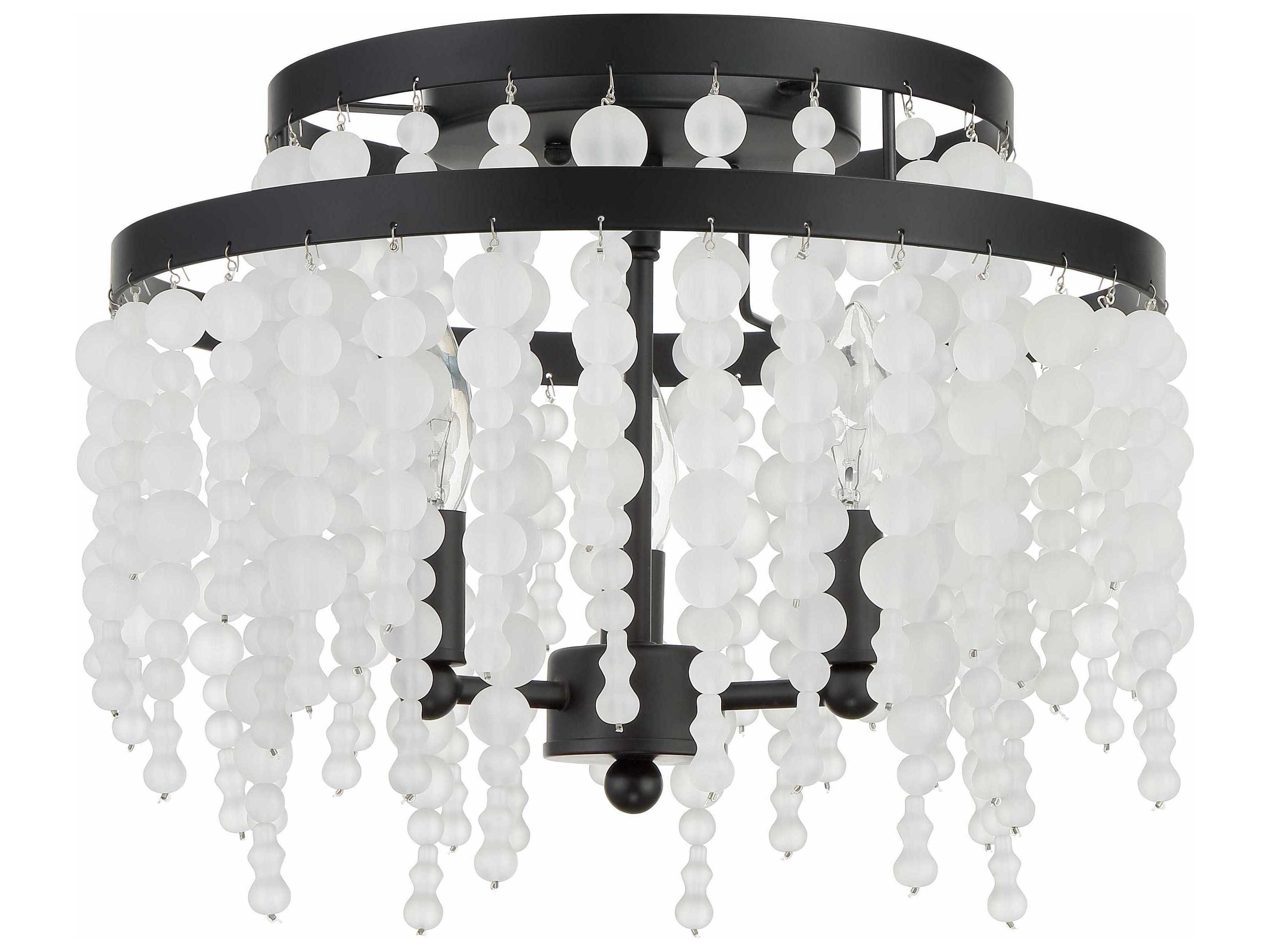Crystorama Poppy 3-Light Matte Black Glass Flush Mount