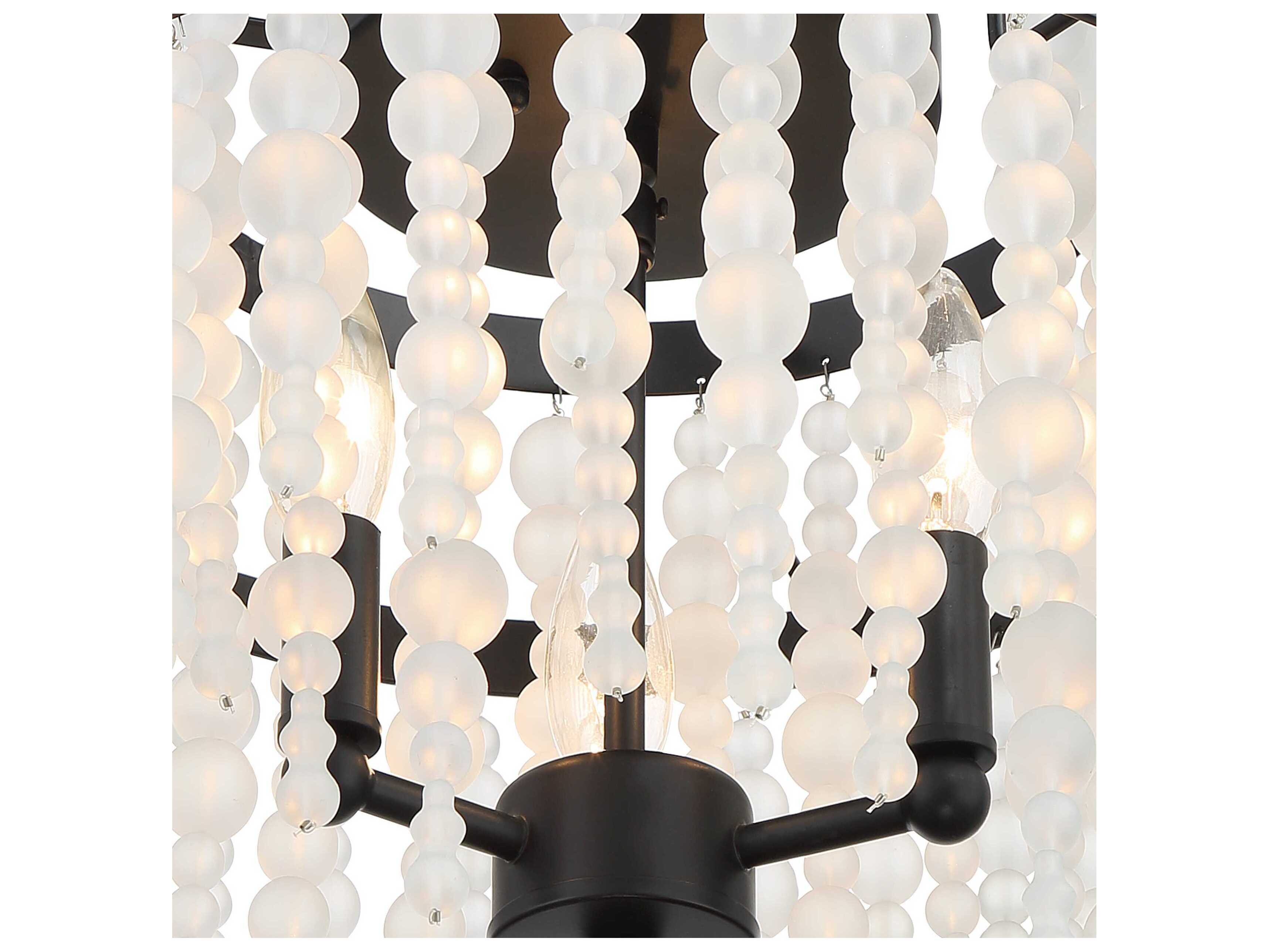 Crystorama Poppy 3-Light Matte Black Glass Flush Mount