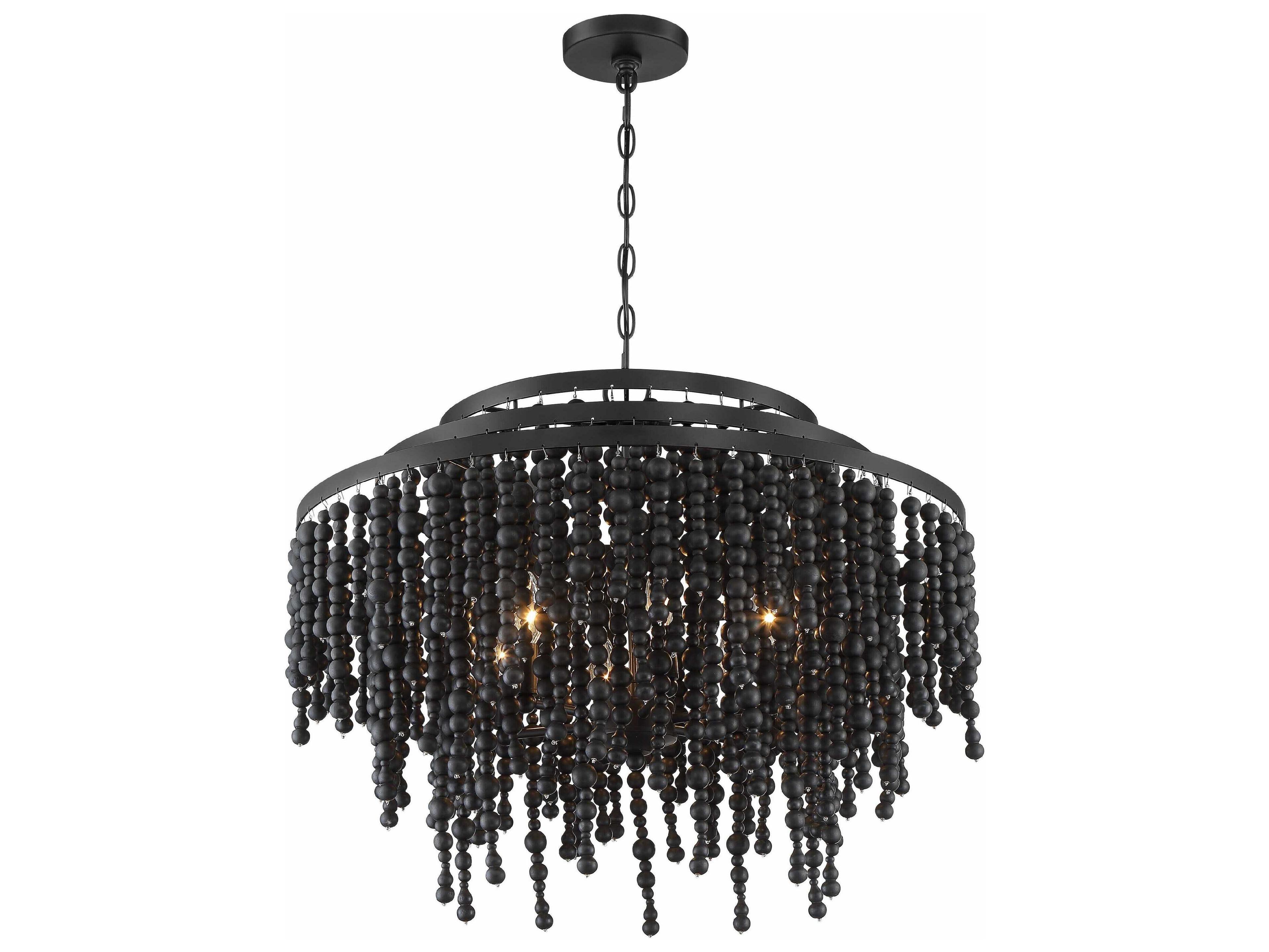 Crystorama Poppy 6-Light Matte Black Tiered Chandelier