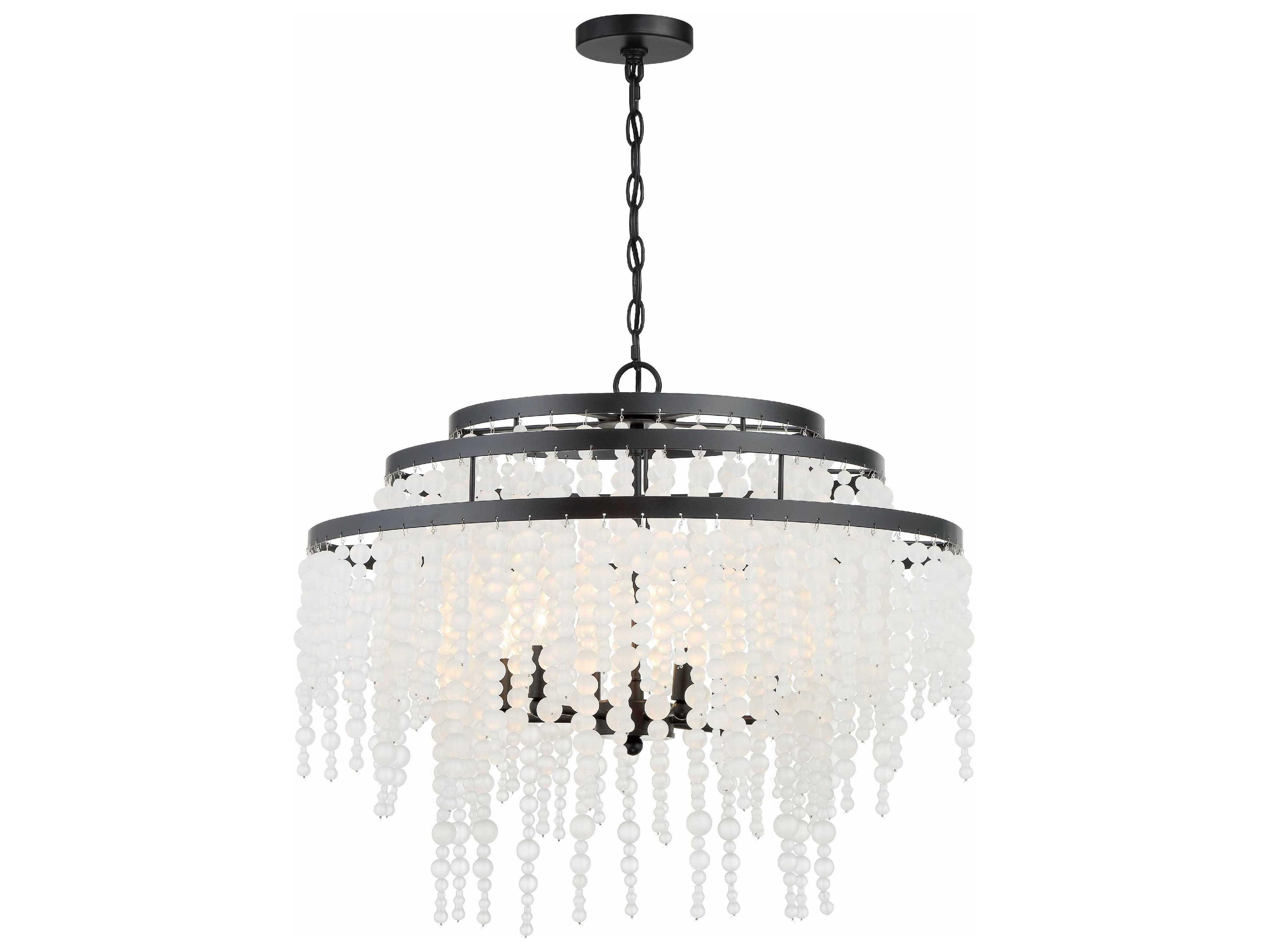 Crystorama Poppy 6-Light Matte Black Glass Candelabra Chandelier